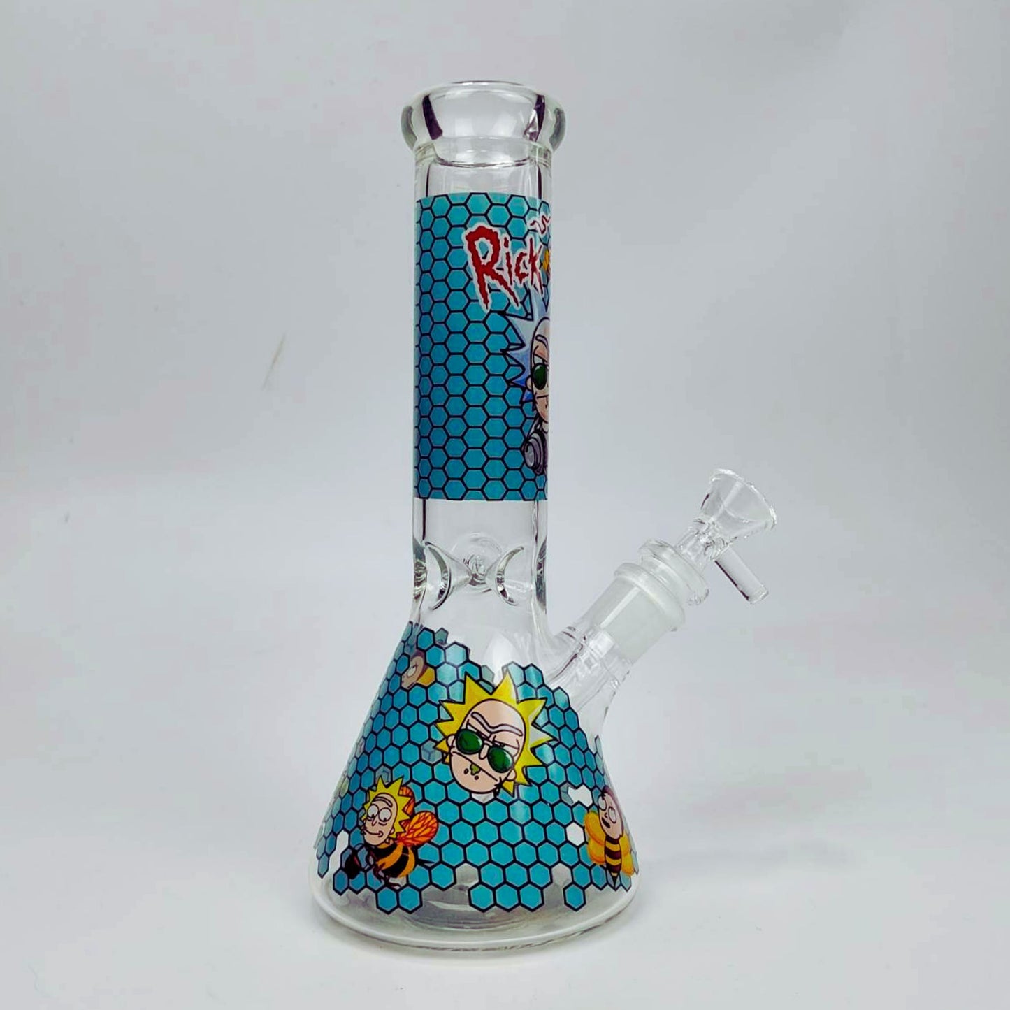 GLASS BONG | RICK AND MORTY HONEYCOMB BLUE 9 INCH 5MM THICKNESS