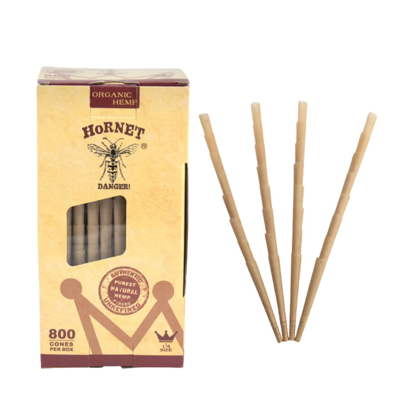 ROLLING PAPER | HORNET 1 1/4 INCH BROWN PRE - ROLLED CONES TOWER