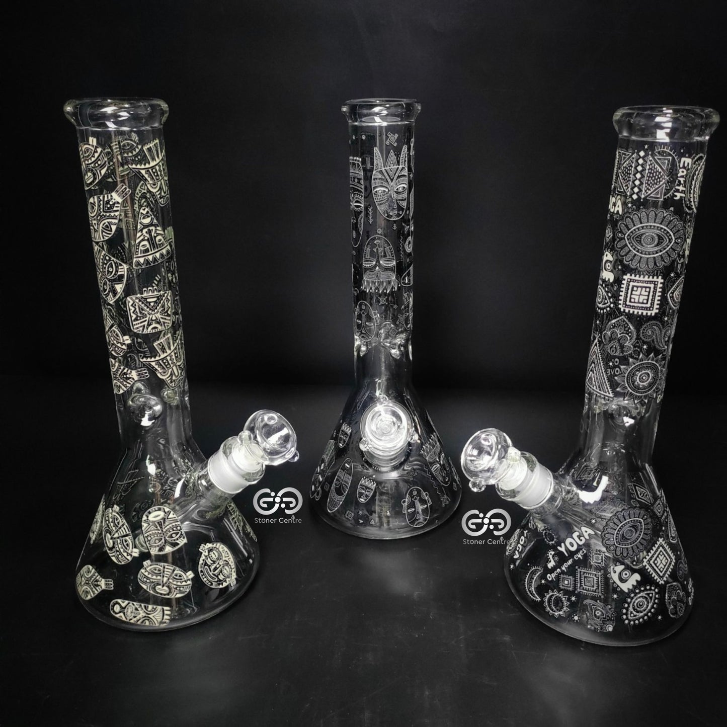 Glass Bong | TRIBAL GLOW IN THE DARK 14 INCH
