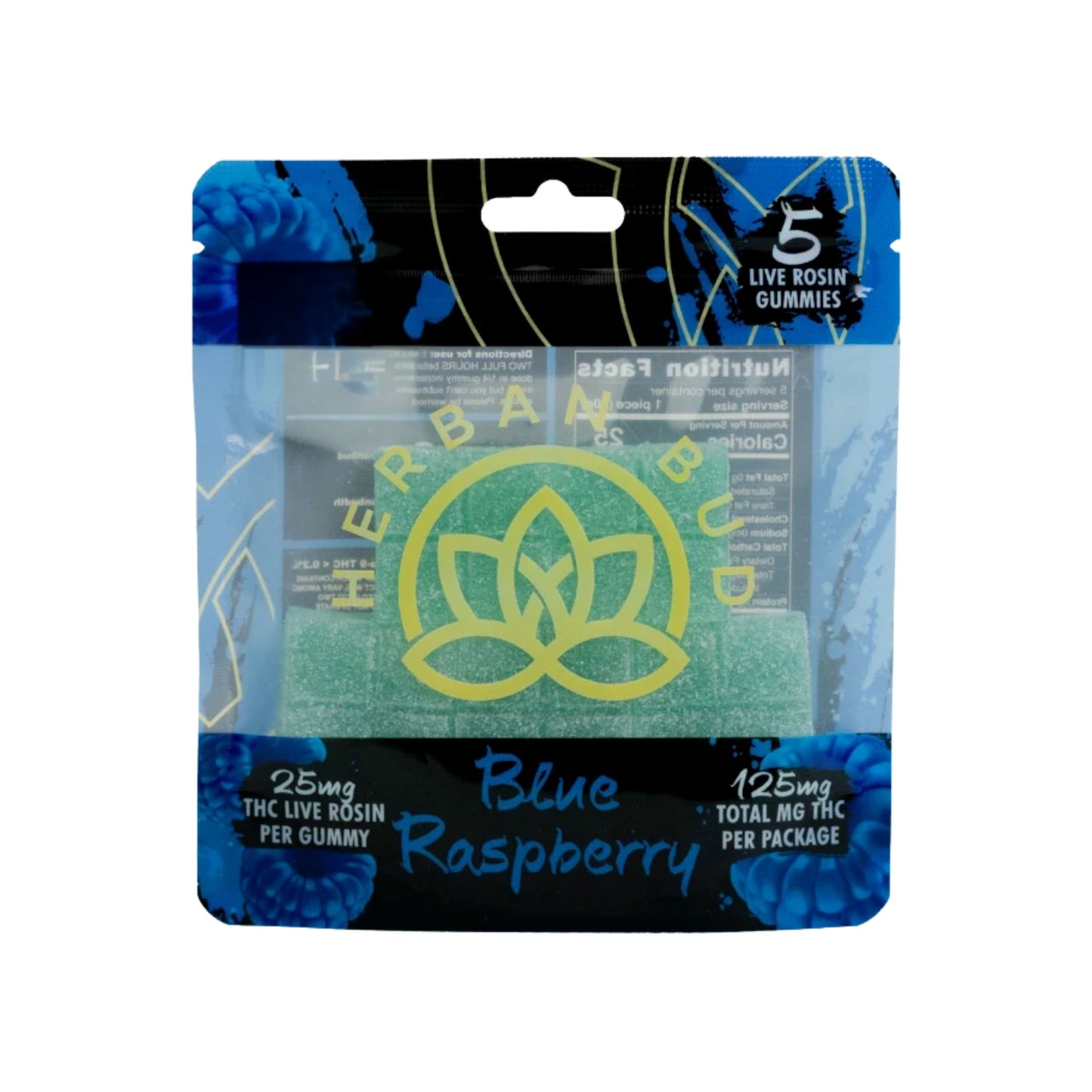 Jelly Herban Bud Blue Raspberry Edibles gummy infused thc snack