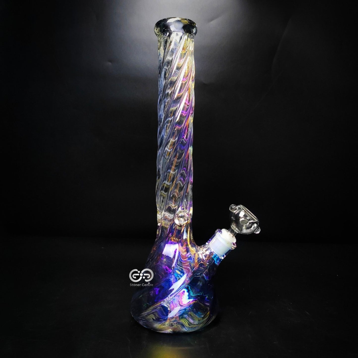 Glass Bong | TWISTY RAINBOW HOLOGRAPHIC BEAKER 16 INCH