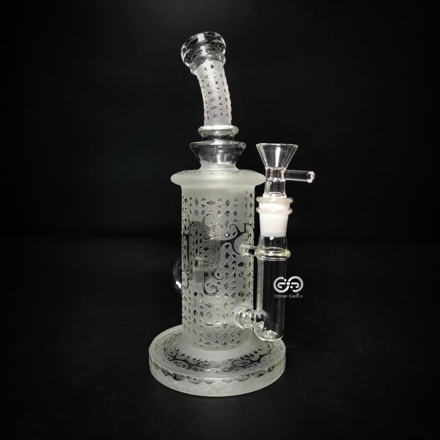 Glass Bong | ENGRAVED DYNASTY DAB RIG 14 MM JOINT WITH PERC 9 INCH