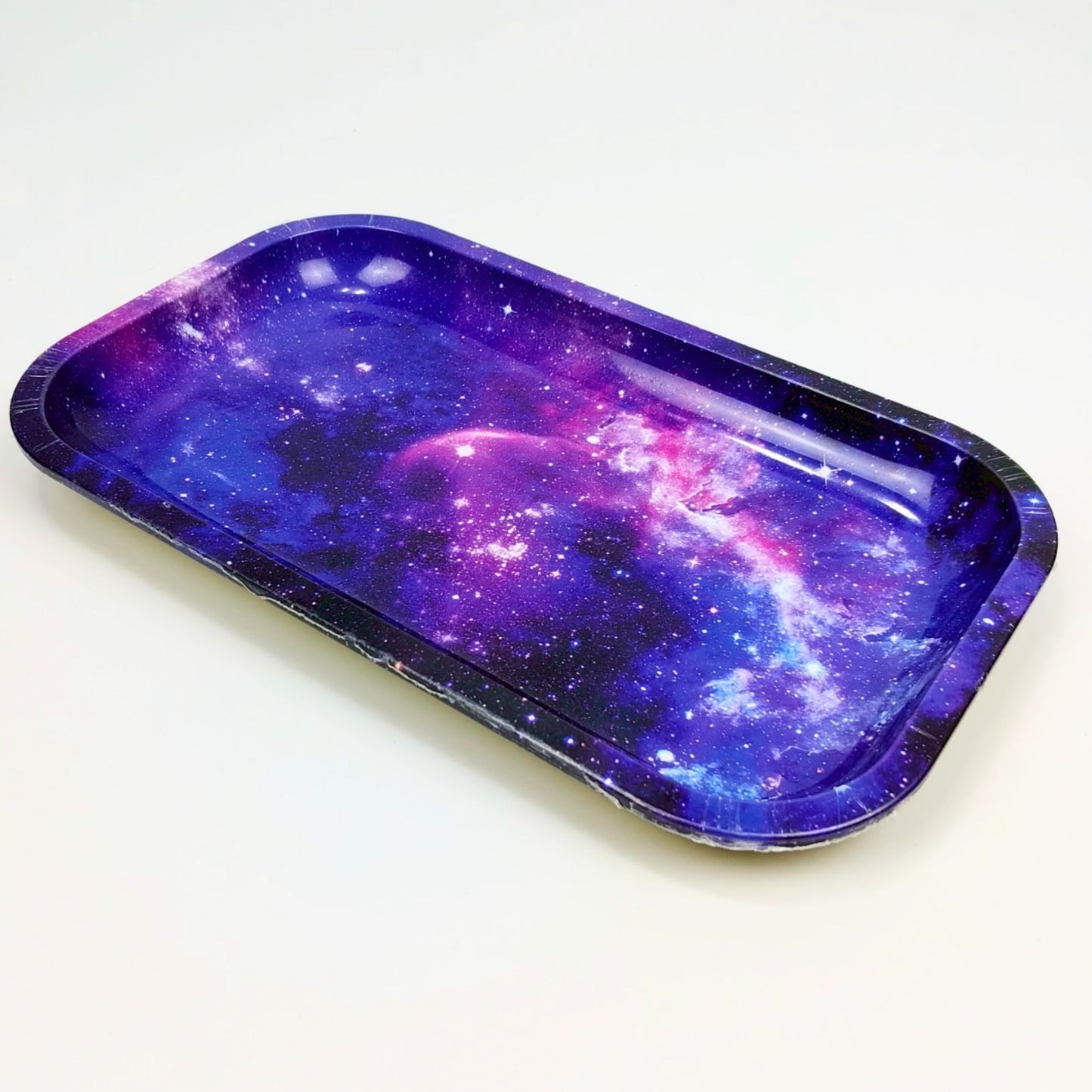 TRAY | GALAXY PSYCHEDELIC PURPLE METAL ROLLING TRAY SIZE : 27.5X16 CM