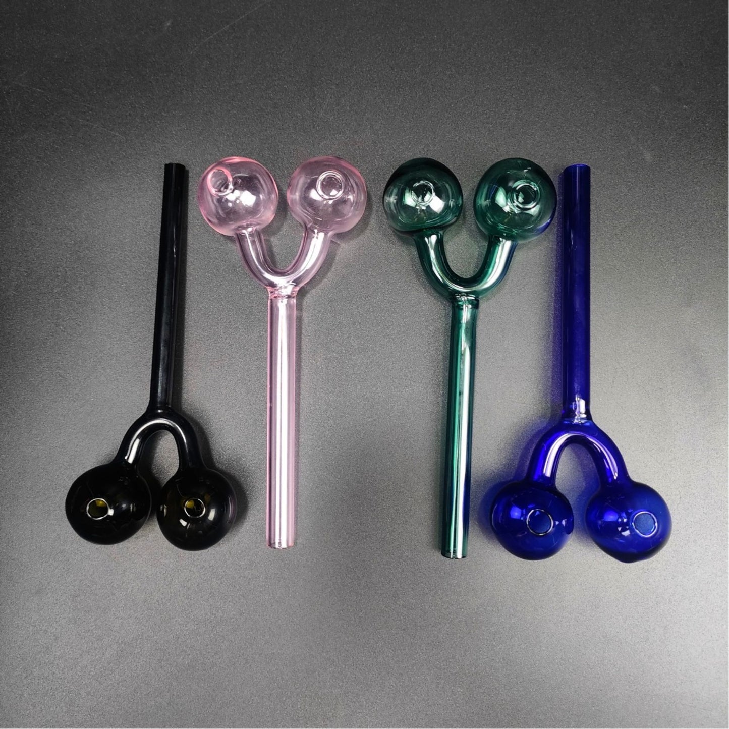 PIPE | DOUBLE BOWL BURNER GLASS PIPE FOR WAX 5.5 INCH