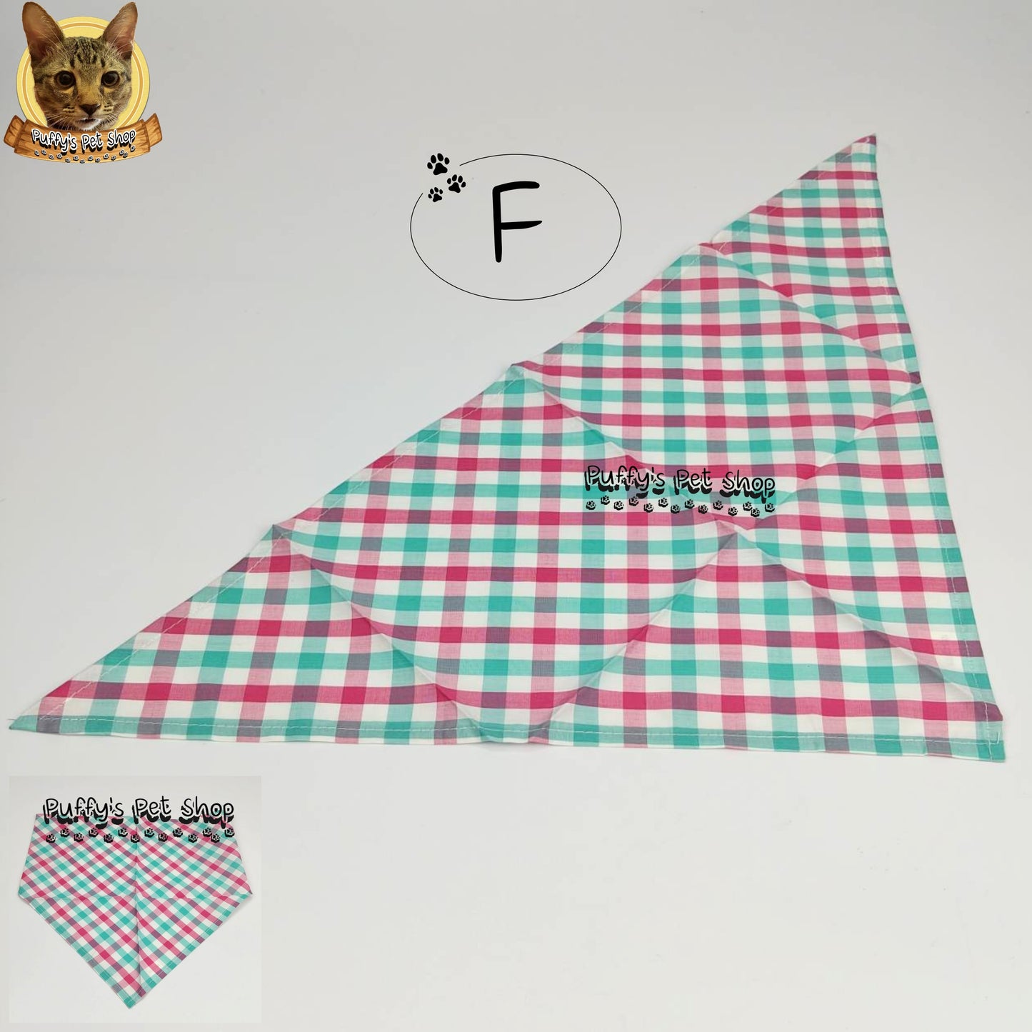 Puffy's Pet Shop |  Luxury Cotton Pet Scarf  ผ้าพันคอสัตว์เลี้ยงพรีเมียม ผ้าคอตตอนแท้ เนื้อผ้าดี ไม่ระคายเคือง สำหรับสุนัขและแมว ขนาด L 60 ซม.