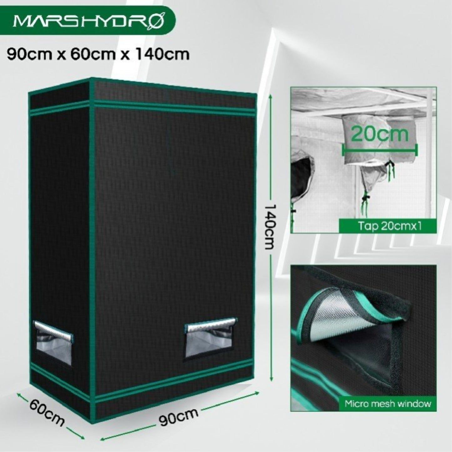 GROWING TOOLS | MASR HYDRO 2 IN 1 GROW TENT 90x60x140 CM