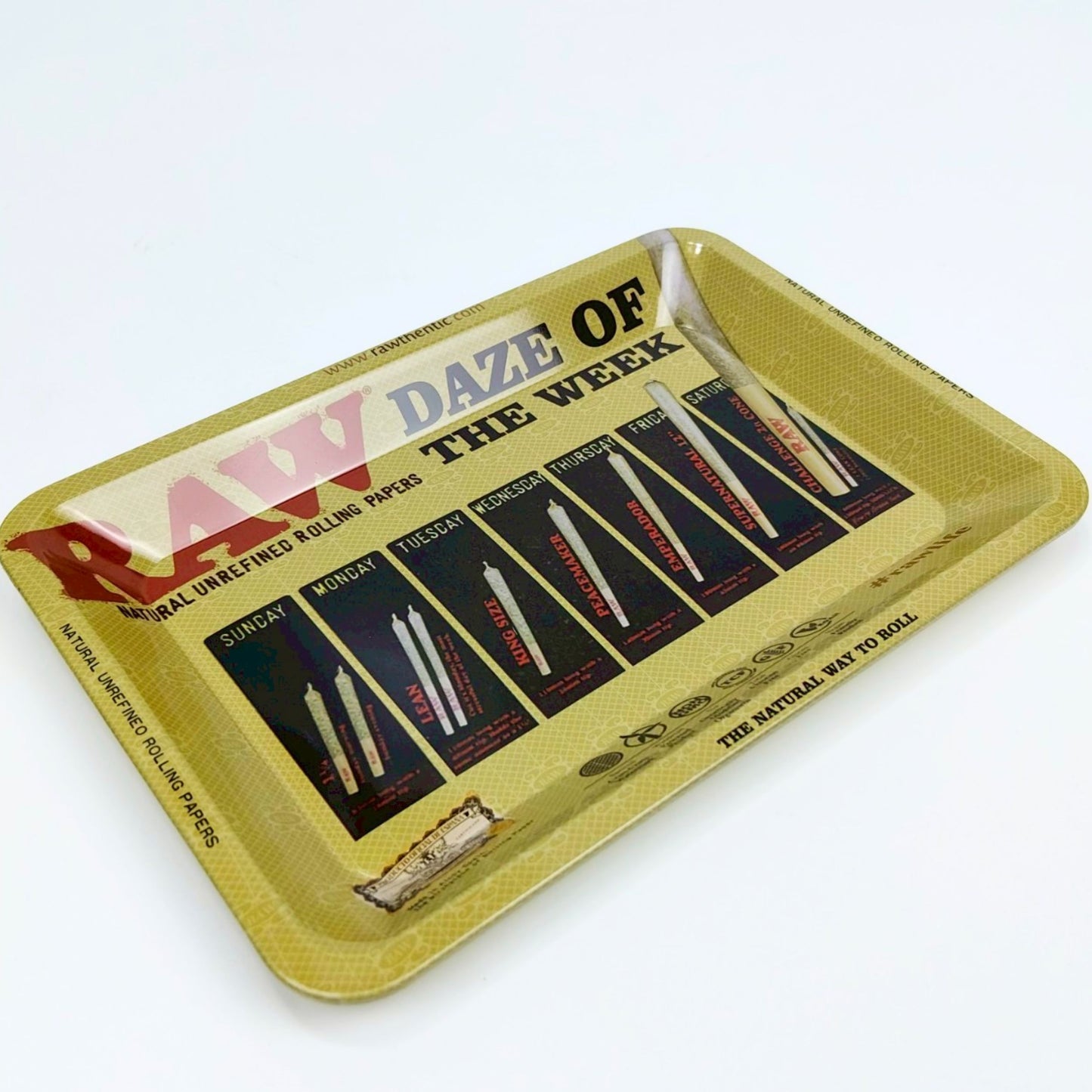 TRAY | RAW - DAZE OF THE WEEK MINI METAL ROLLING TRAY SIZE : 12.5X18 CM
