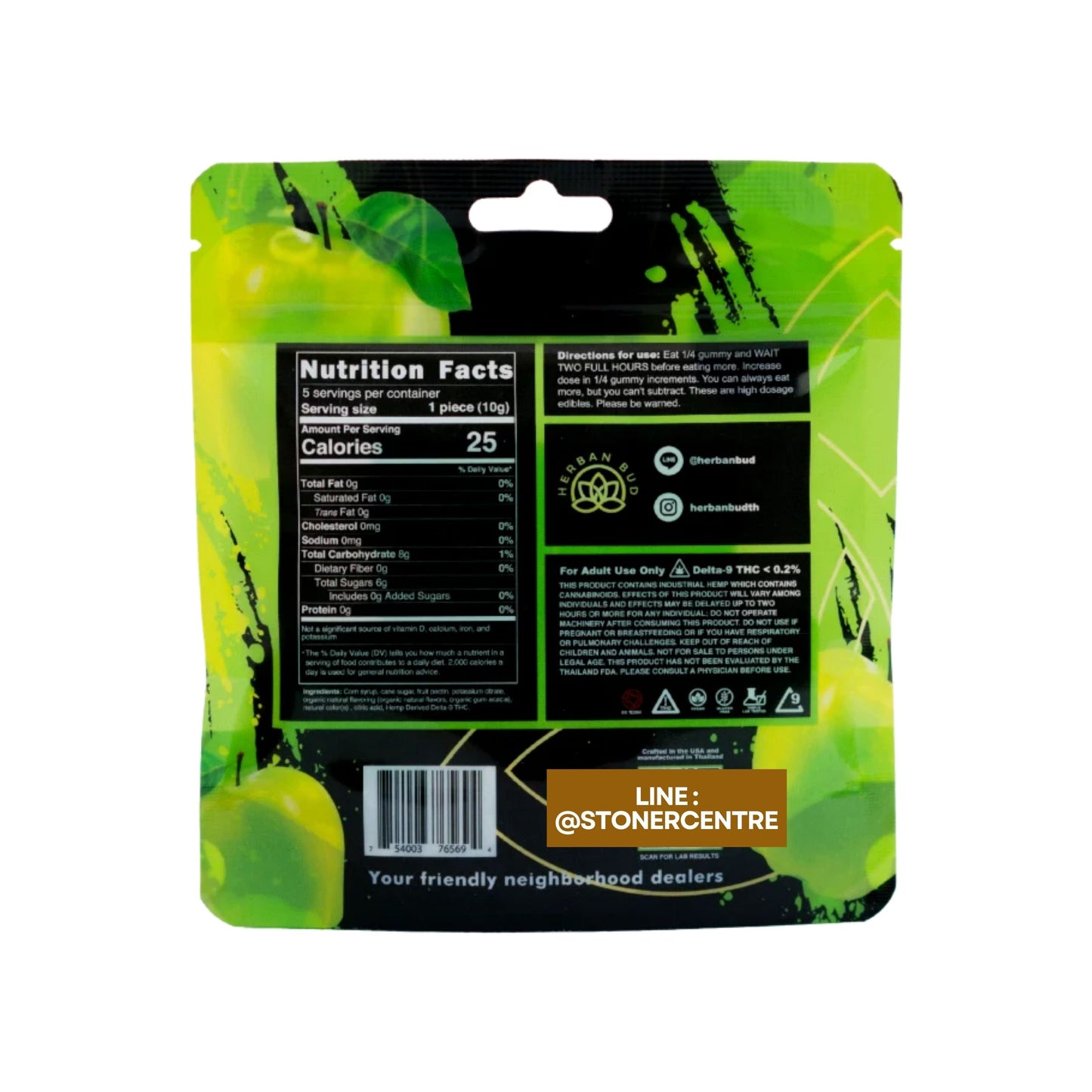 Jelly Herban Bud Green Apple Edibles gummy infused thc snack