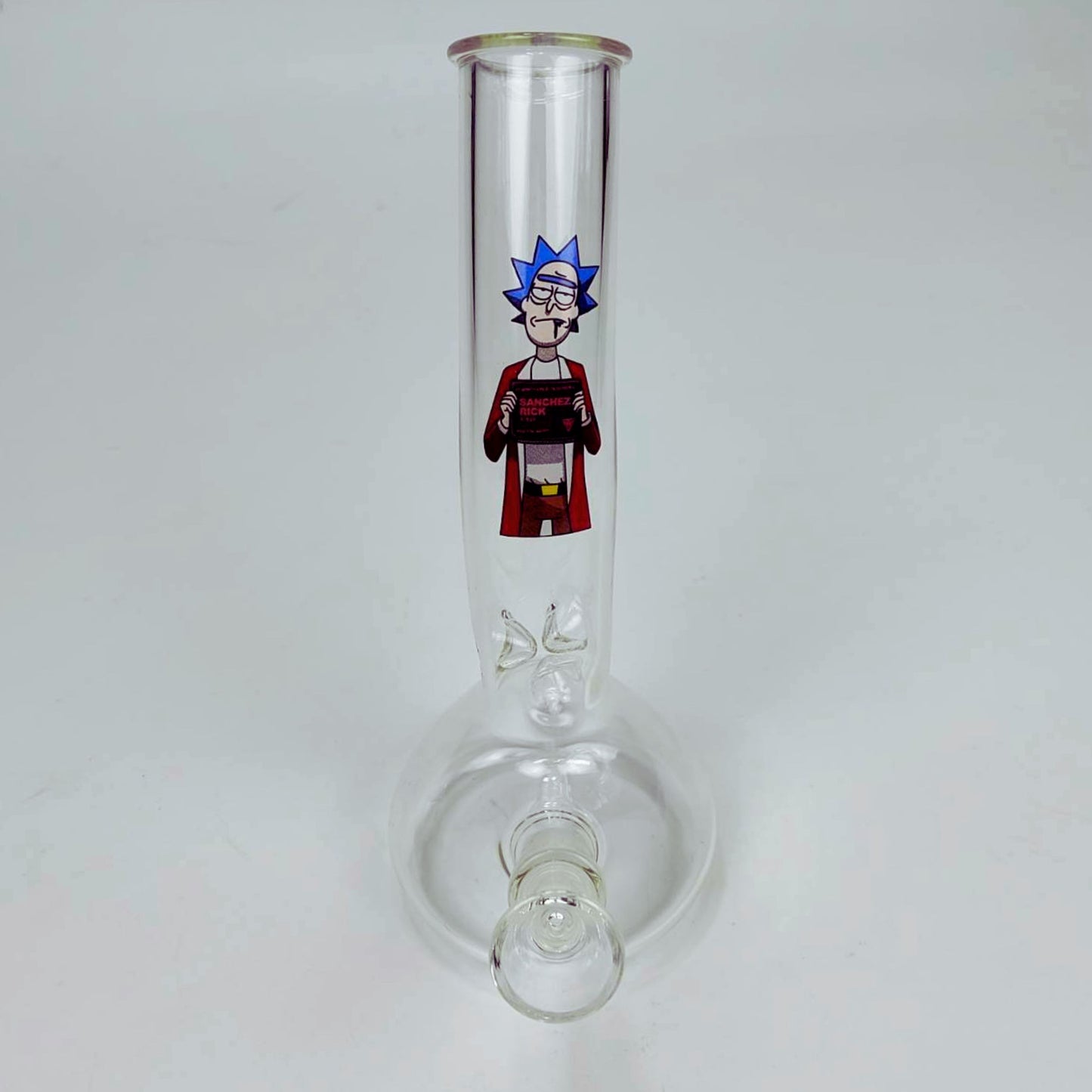 GLASS BONG | RICK AND MORTY WANTED RICK BENDED NECK 8.5 INCH 4MM THICKNESS