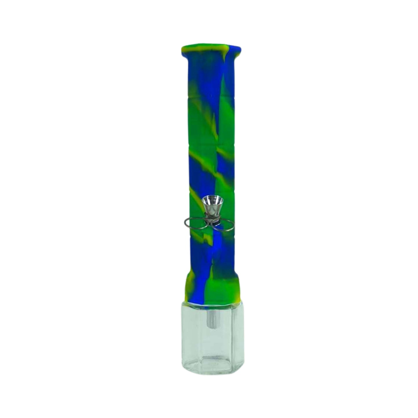 Glass Bong | SILICONE HEXAGON BONG WITH GLASS BOTTLE 10 INCH