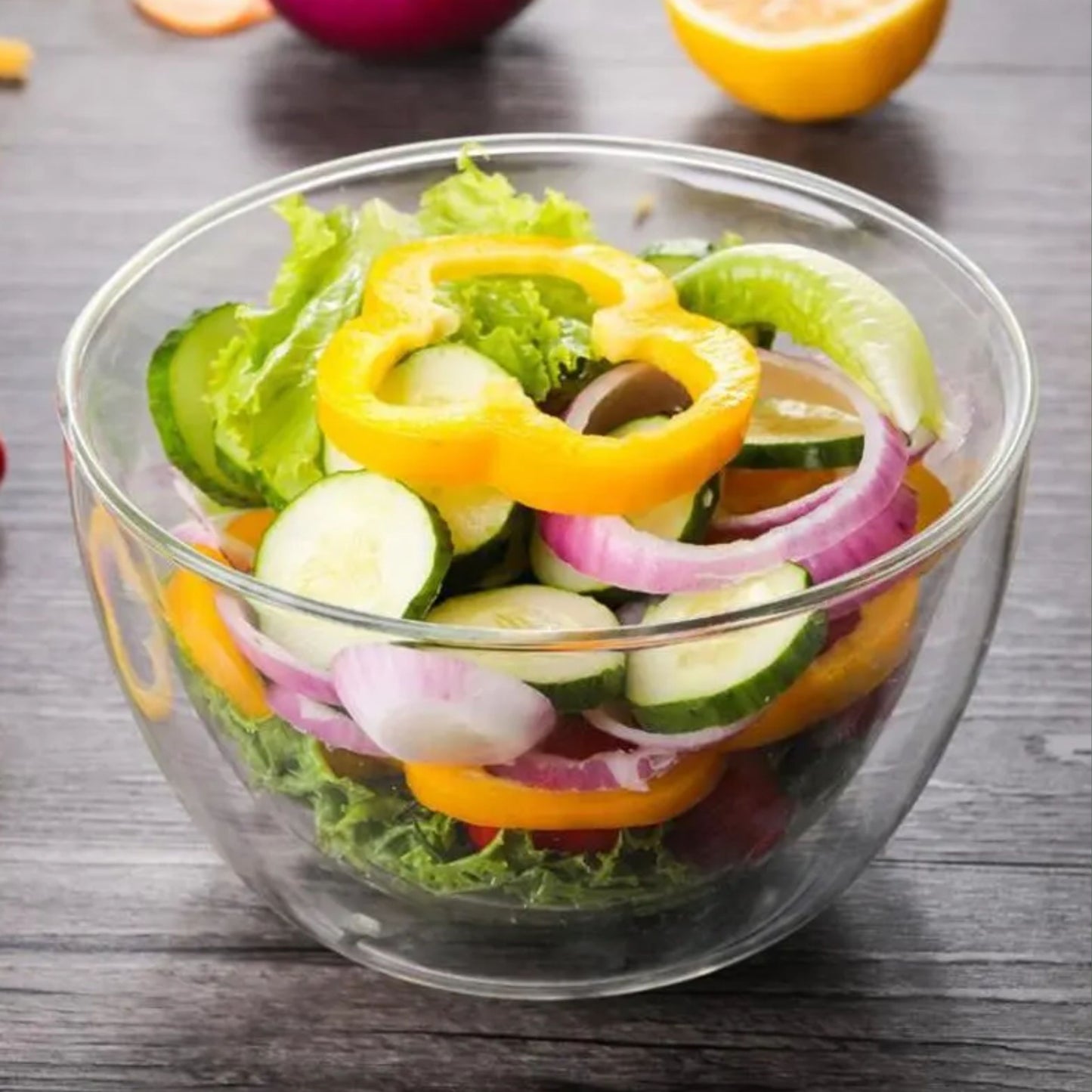 ชามแก้วสองชั้น กันร้อน กันเย็น ขนาด 800ml ผลิตจากแก้วโบโลซิลิเกต สำหรับเสริ์ฟซุบ น้ำแกง ขนมหวาน ผลไม้ และอื่น ๆ