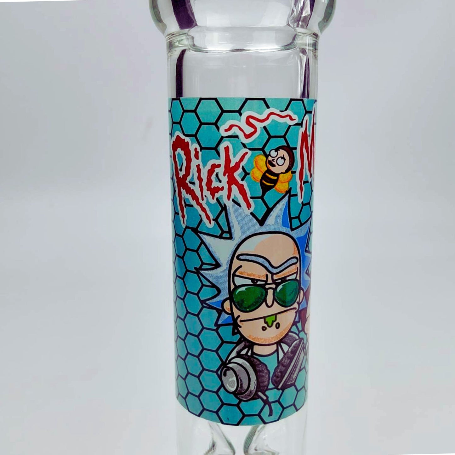 GLASS BONG | RICK AND MORTY HONEYCOMB BLUE 9 INCH 5MM THICKNESS