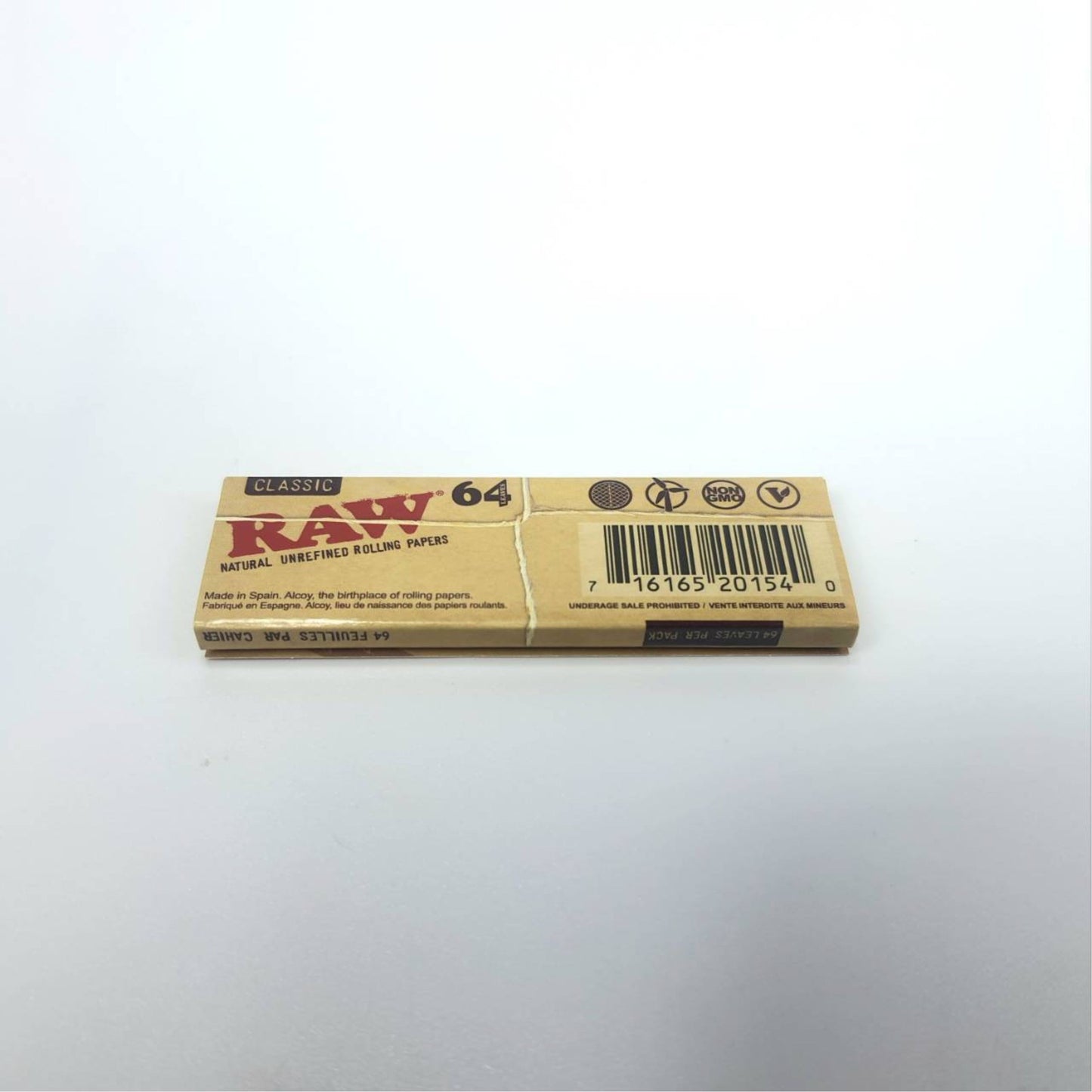 ROLLING PAPER | RAW CLASSIC 1 ¼" (64 LEAVES / BOOKLET | 24 BOOKLETS / BOX)