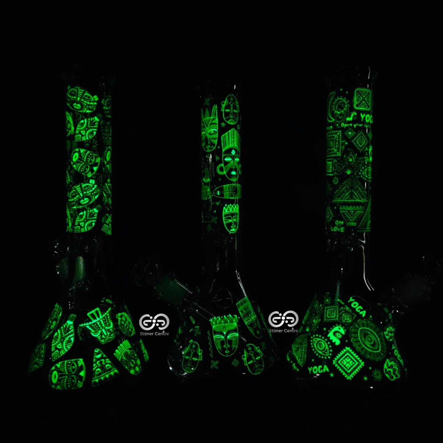 Glass Bong | TRIBAL GLOW IN THE DARK 14 INCH