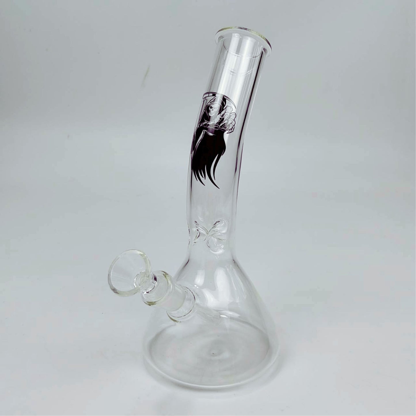 GLASS BONG | GRIM REAPER BENDED NECK BEAKER GLASS BONG 8.5 INCH 4MM THICKNESS