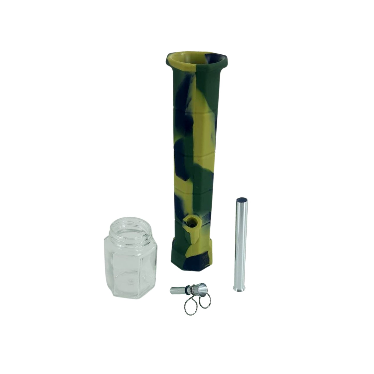 Glass Bong | SILICONE HEXAGON BONG WITH GLASS BOTTLE 10 INCH