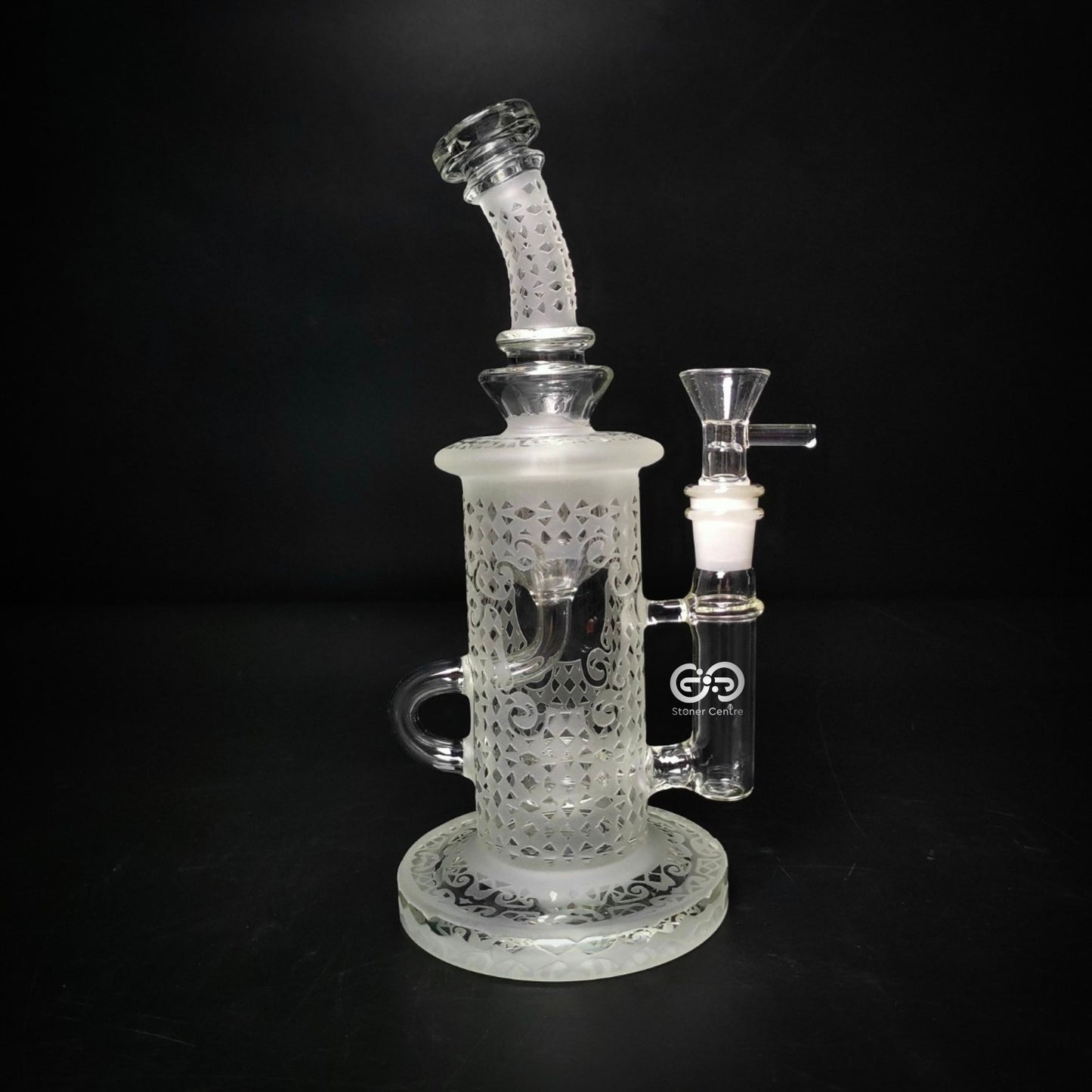 Glass Bong | ENGRAVED DYNASTY DAB RIG 14 MM JOINT WITH PERC 9 INCH