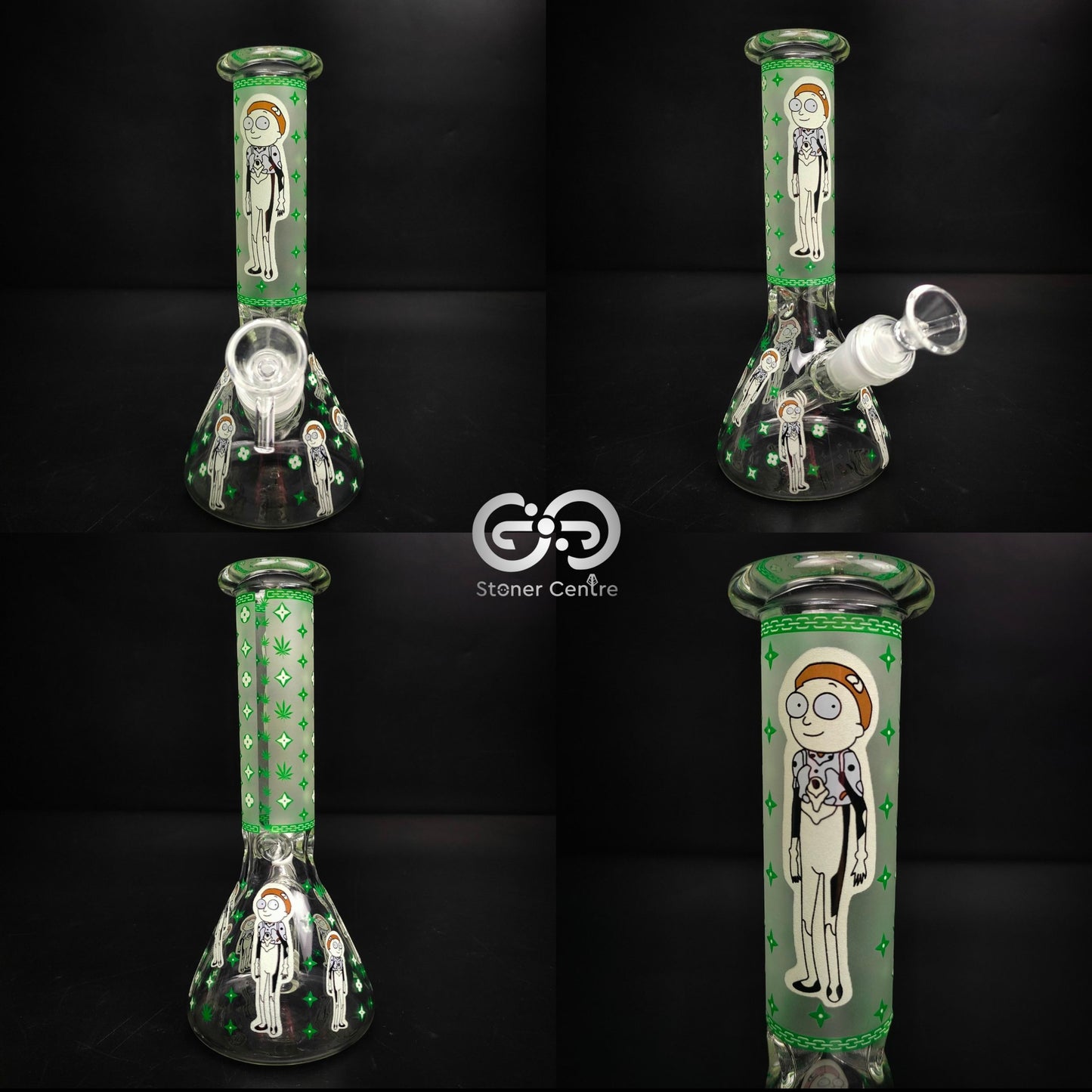 GLASS BONG | RICK AND MORTY GLASS BONG GLOW IN THE DARK 8 INCH