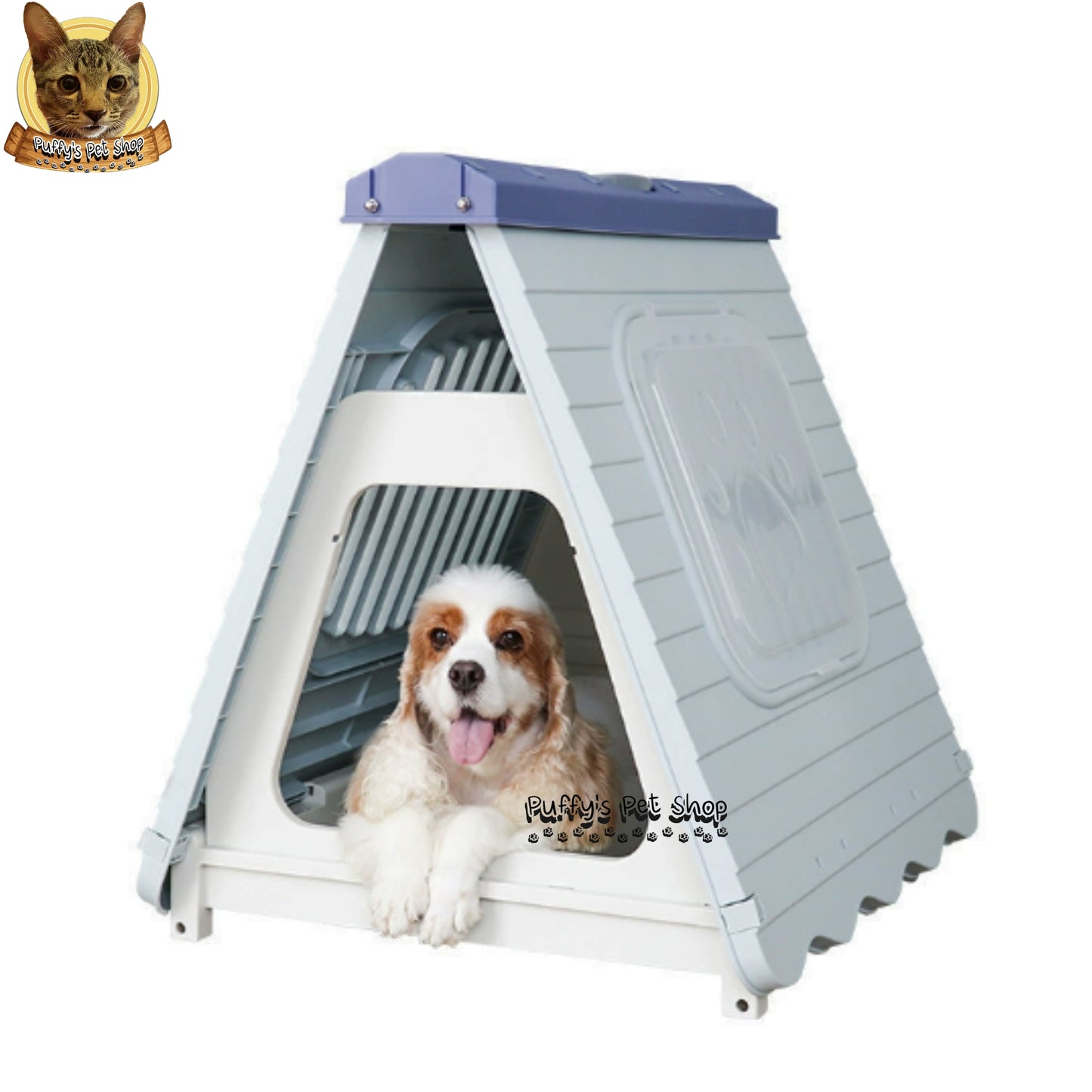 Puffy's Pet Shop | Vintage-Style Dog Tent Bed   15 kg เต็นท์ที่นอนสุนัขสไตล์วินเทจ สำหรับสุนัขน้ำหนักน้อยกว่า 15 กก. ขนาด: 58 x 71 x 68 ซม.