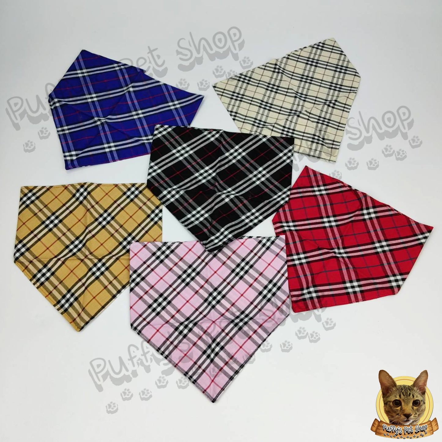 Puffy's Pet Shop | Luxury Cotton Pet Scarf  ผ้าพันคอสัตว์เลี้ยงพรีเมียม ผ้าคอตตอนแท้ เนื้อผ้าดี ไม่ระคายเคือง สำหรับสุนัขและแมว ขนาด M 50 ซม.