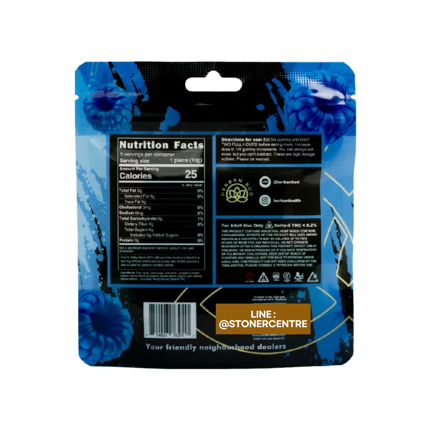 Jelly Herban Bud Blue Raspberry Edibles gummy infused thc snack