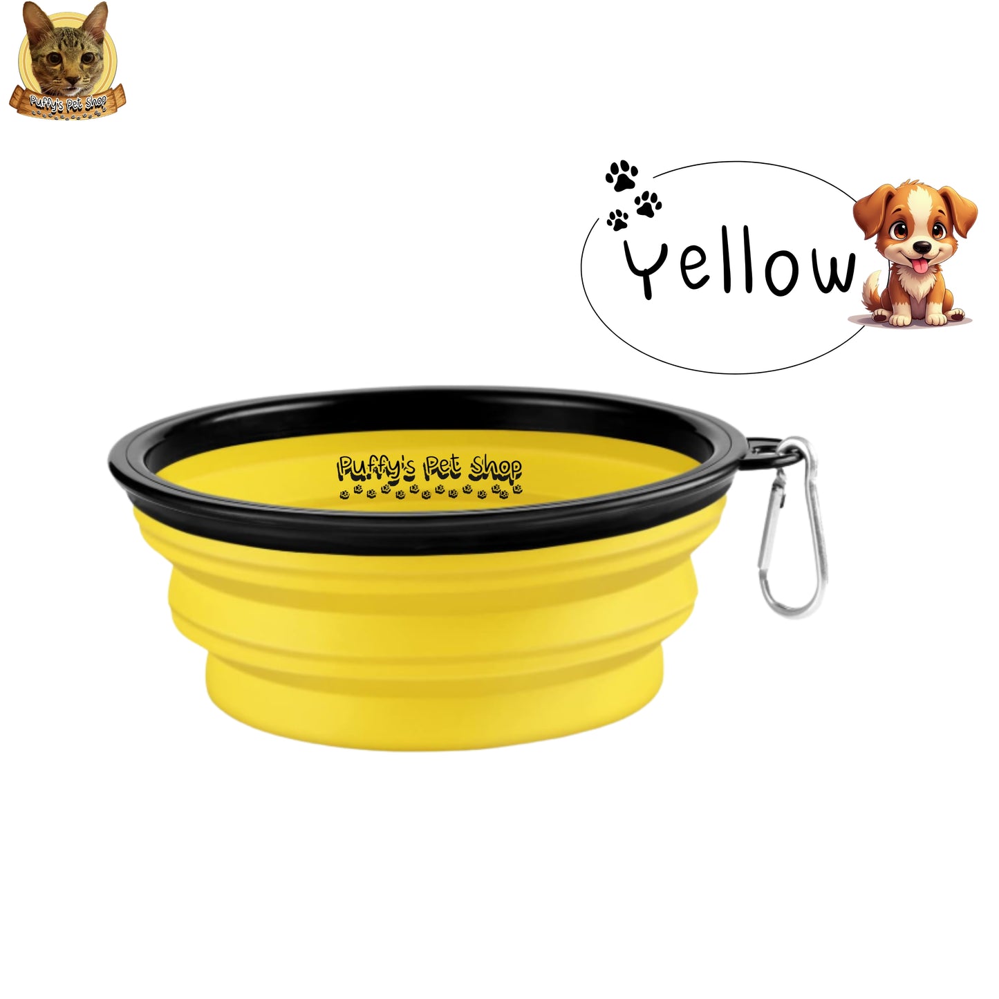 Puffy's Pet Shop | Collapsible Silicone Pet Bowl – Travel Friendly ชามซิลิโคนพับได้ สำหรับสัตว์เลี้ยง พกพาสะดวก เหมาะสำหรับเดินทาง ขนาด 13 x 5.5 x 9 ซม.