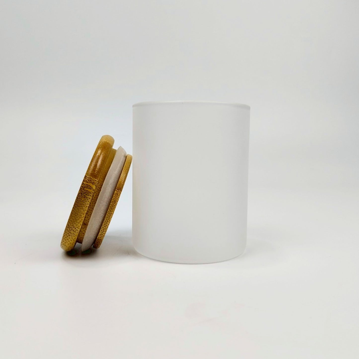 GLASS JAR | FROSTED GLASS JAR WITH WOODEN LID SIZE: 65 x 80MM - 200ML