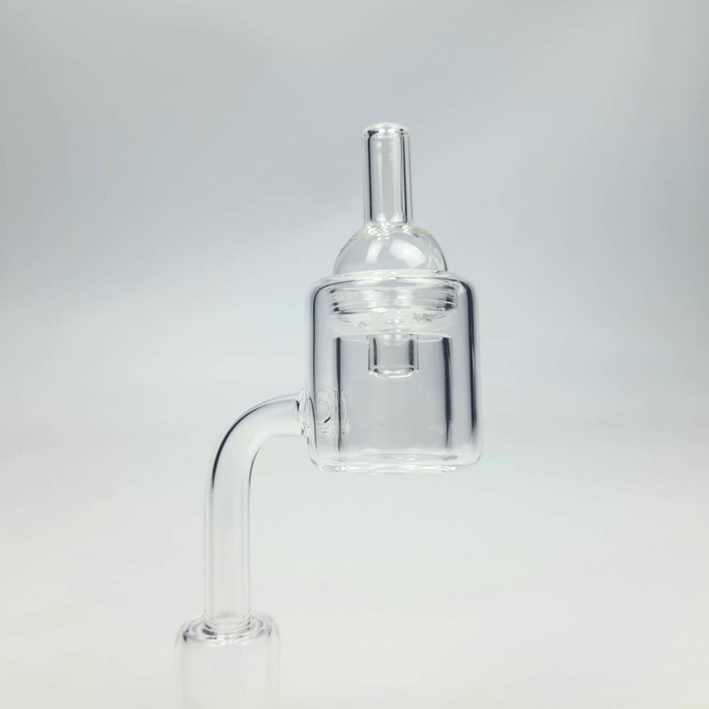 QUARTZ BOWL | DOUBLE LAYER QUARTZ BANGER 18MM & 90 DEGREE WITH GLASS CAP