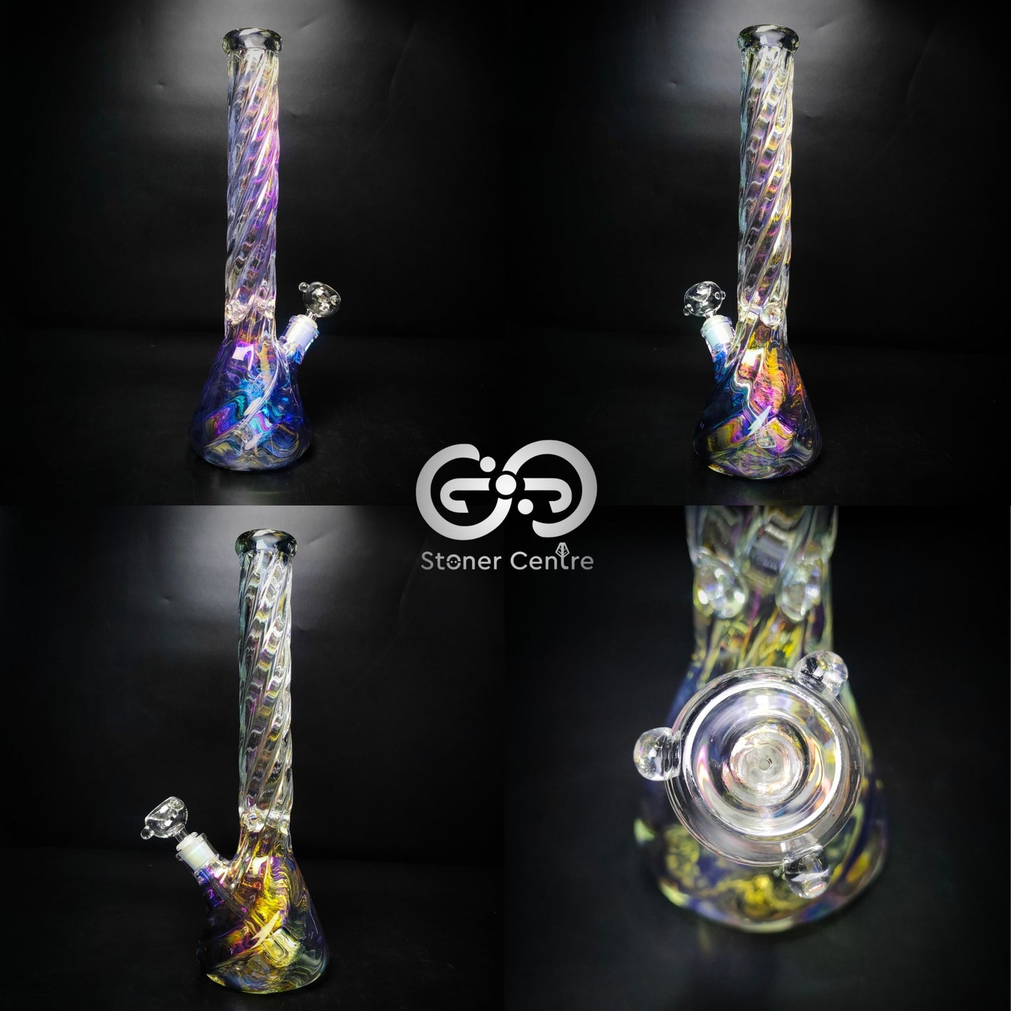 Glass Bong | TWISTY RAINBOW HOLOGRAPHIC BEAKER 16 INCH
