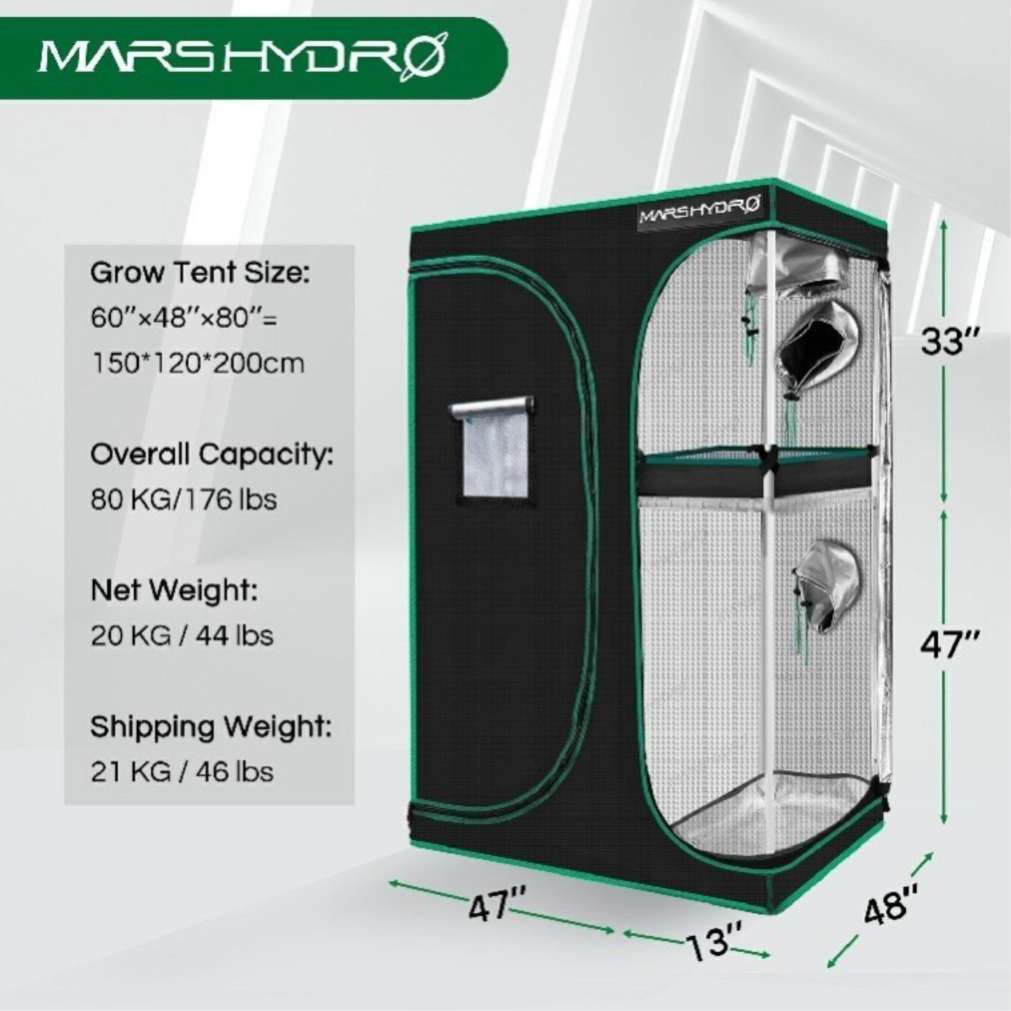 GROWING TOOLS | MASR HYDRO 2 IN 1 GROW TENT 150x120x200 CM