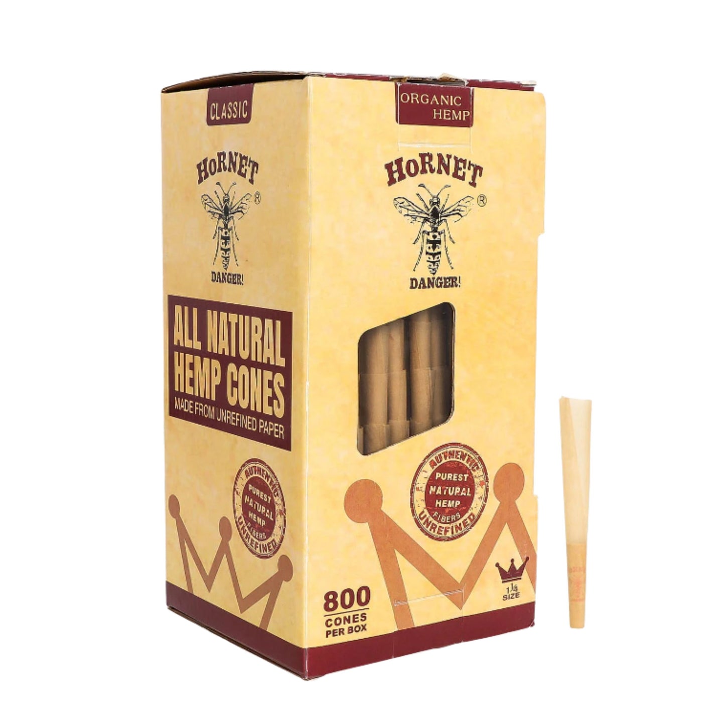 ROLLING PAPER | HORNET 1 1/4 INCH BROWN PRE - ROLLED CONES TOWER