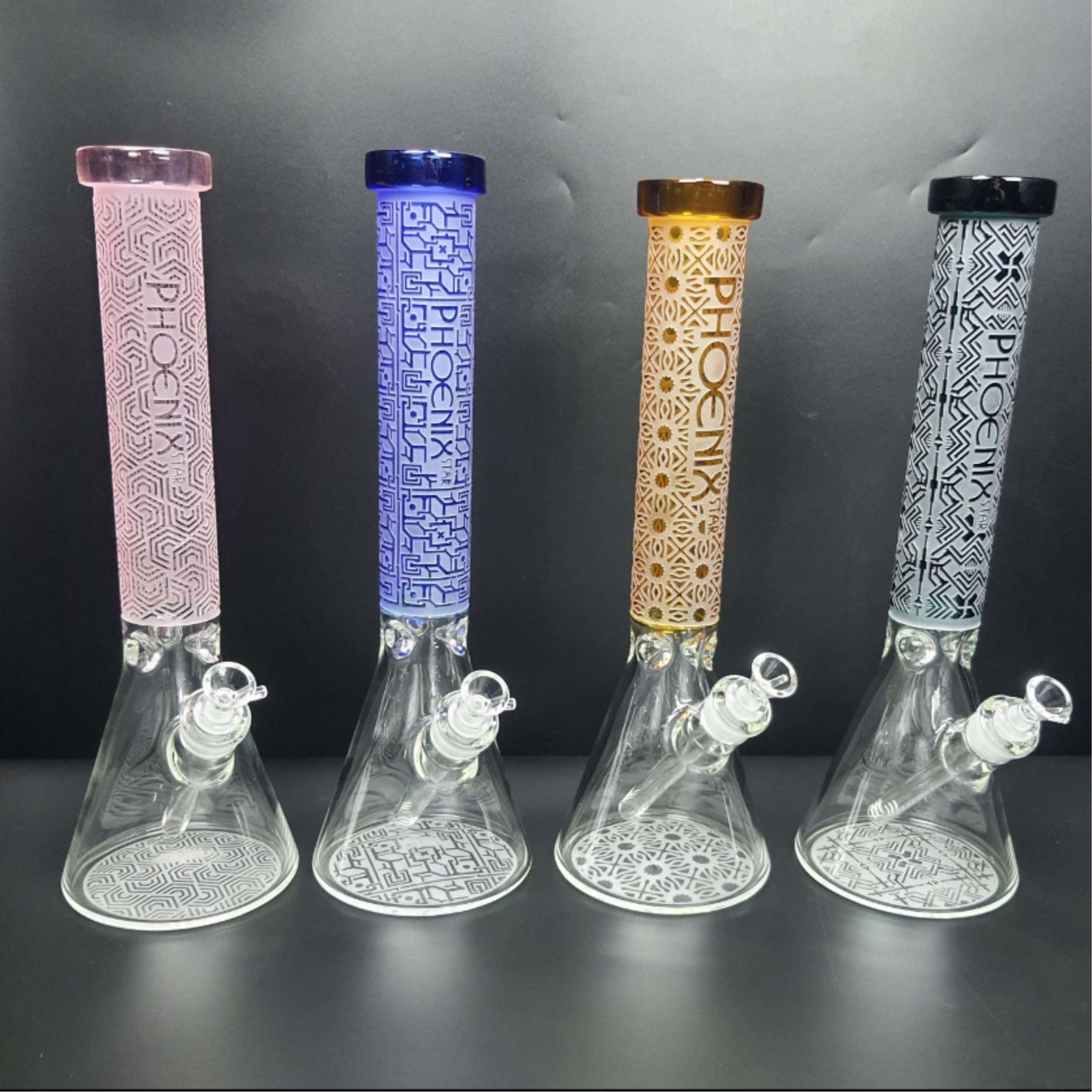 Glass Bong | PHOENIX BEAKER 7 MM THICK SANDBLASTED PROTECTED 16 INCH