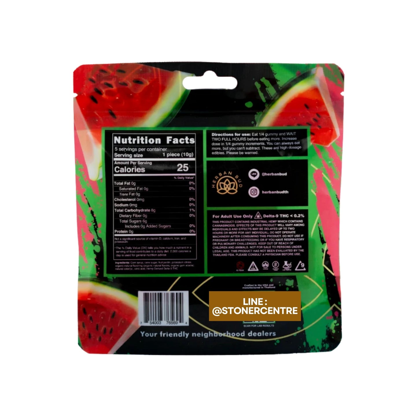 Jelly Herban Bud Watermelon Edibles gummy infused thc snack