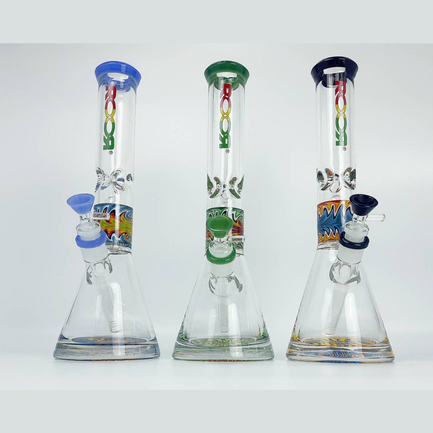 Glass Bong | ROOR BEAKER WIG WAG WITH DOME PERC 9 MM 13.5 INCH