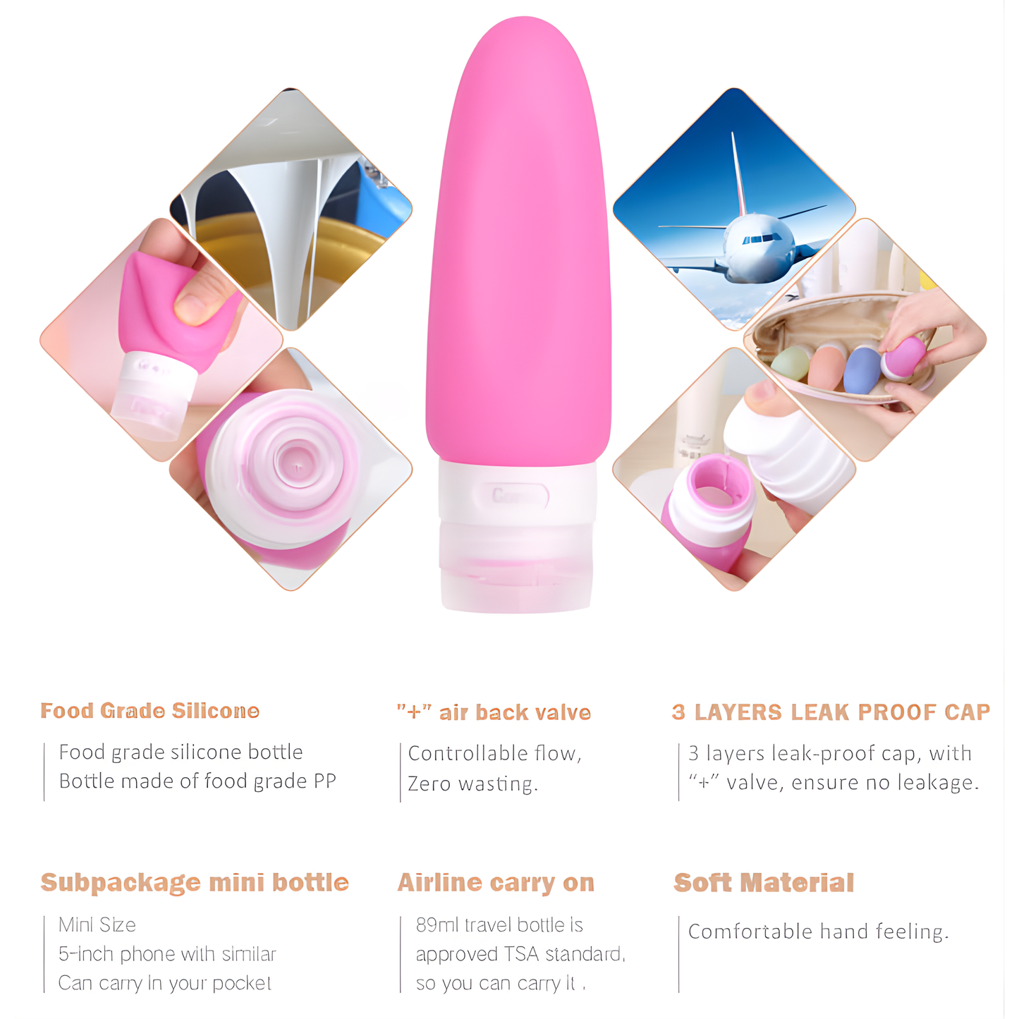 SILICONE BOTTLE - 3 PCS/PACK - 37/69/89 ML