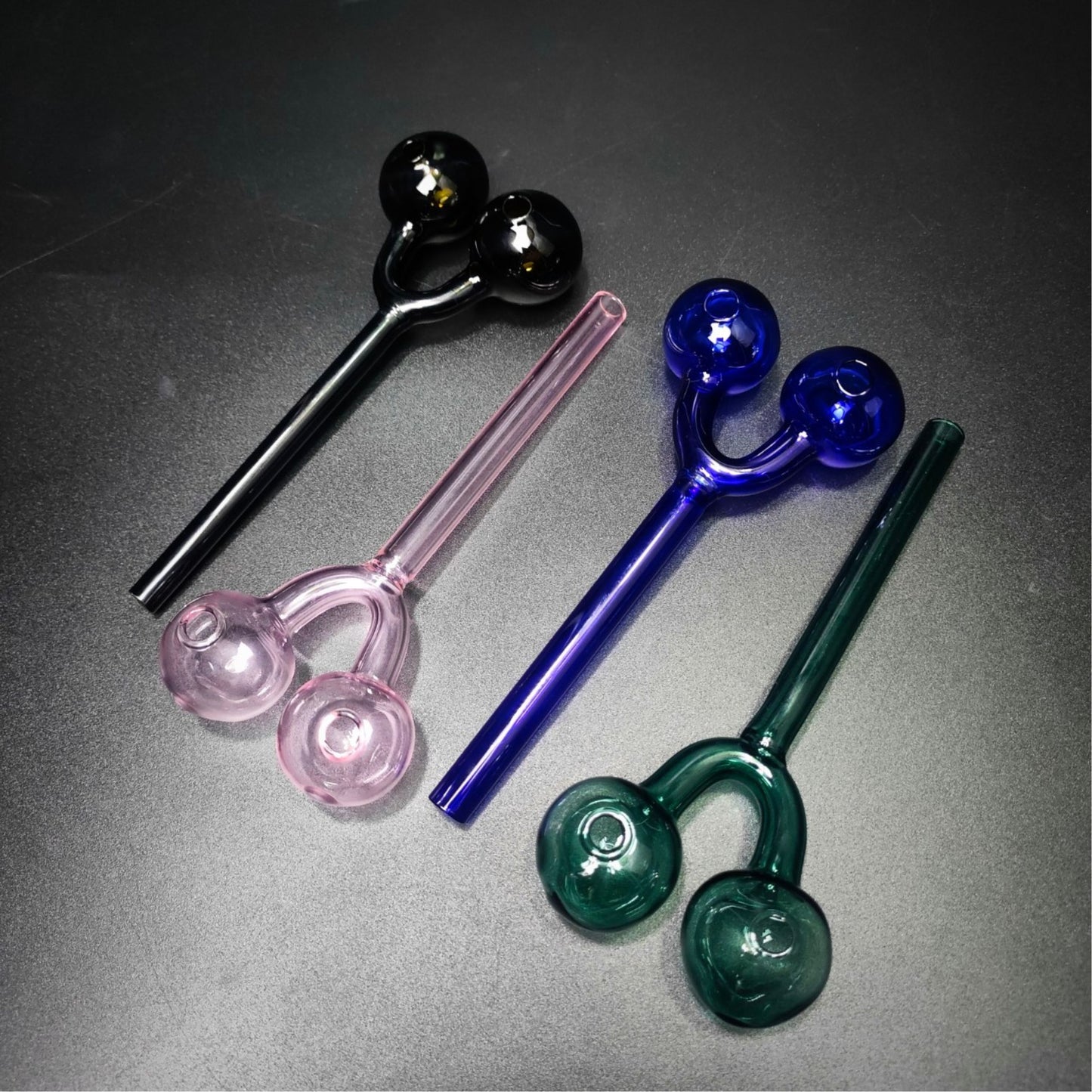 PIPE | DOUBLE BOWL BURNER GLASS PIPE FOR WAX 5.5 INCH