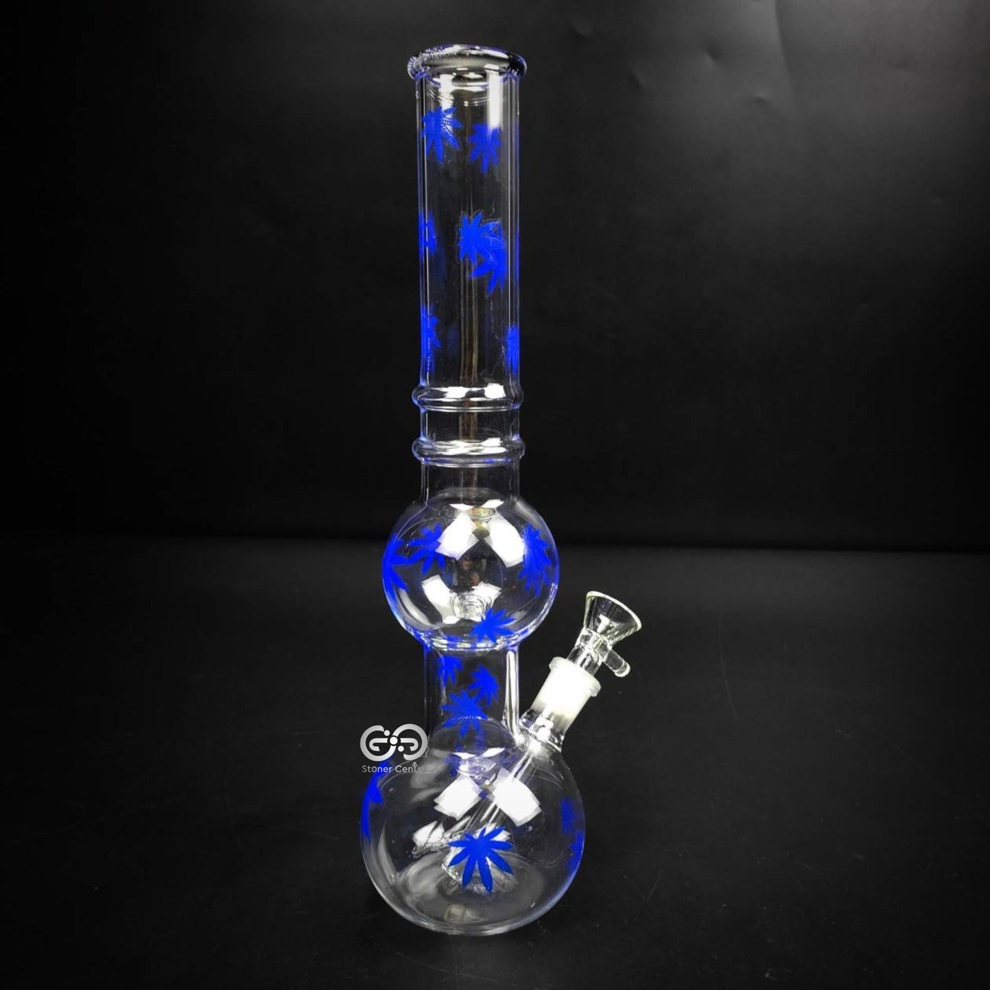 Glass Bong | MJ LEAF DOUBLE SPHERE GLASS BONG 12 INCH