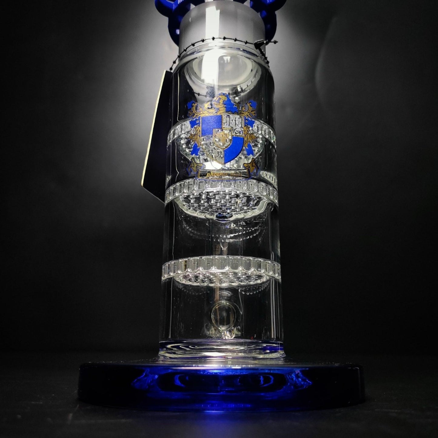 Glass Bong | PHOENIX STAR STRAIGHT LEGO WITH TRIPLE HONEYCOMB PERCOLATOR 15INCH | WHITE CLIP