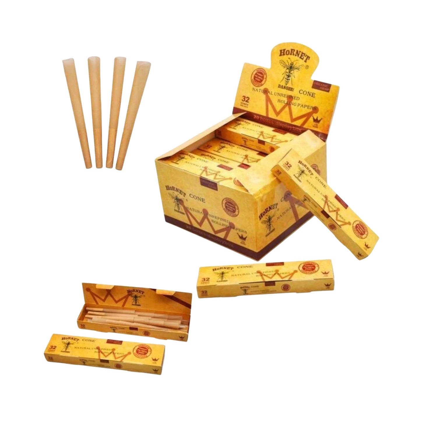 ROLLING PAPER | HORNET 1 1/4 INCH ORGANIC HEMP PRE - ROLLED CONES