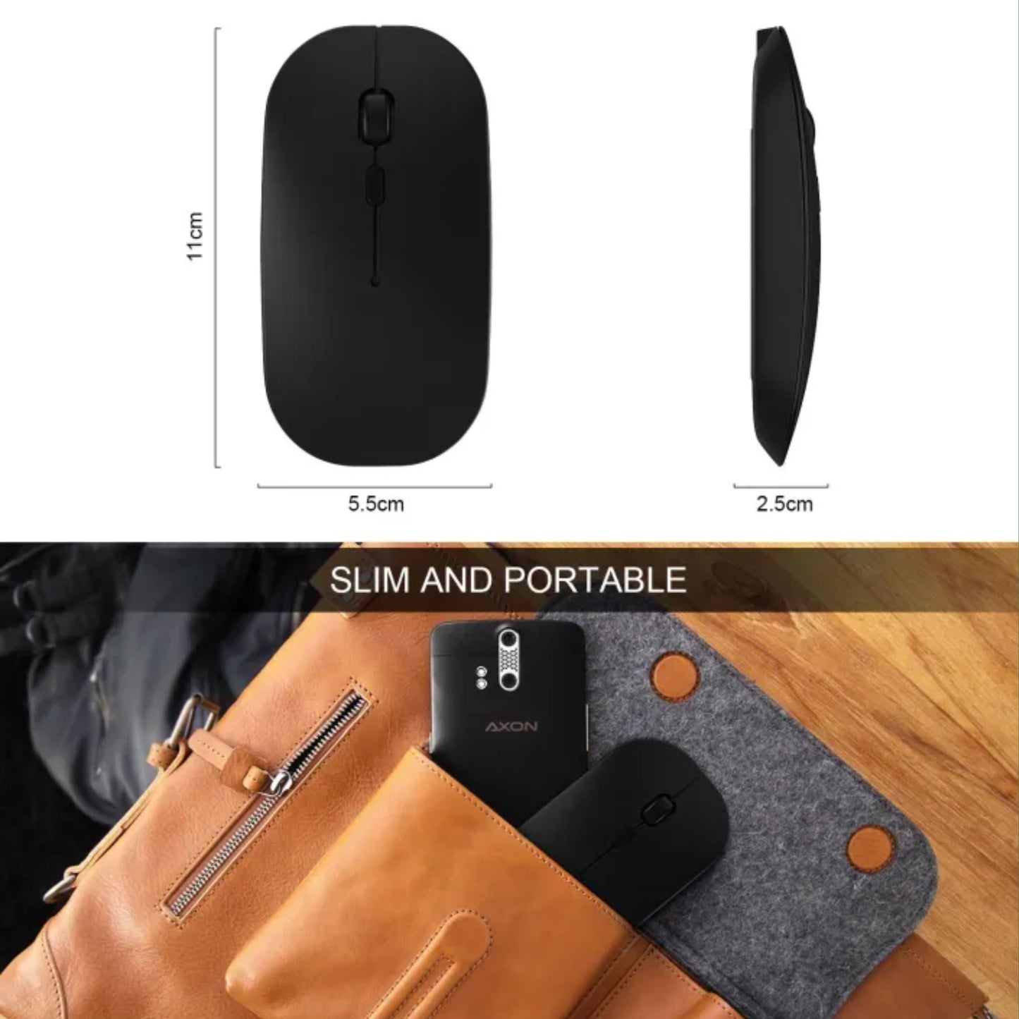 เม้าส์ไร้สาย สีเทา ปุ่มเงียบ ปรับ DPI ได้ 3 ระดับ (800/1200/1600)Wireless-Rechargeable Office Mouse รับประกัน 1 ปี