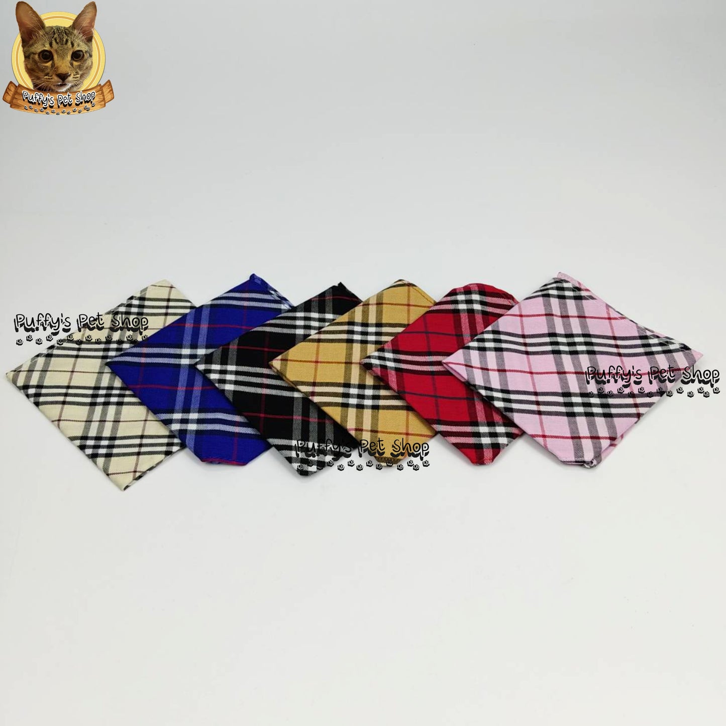Puffy's Pet Shop | Luxury Cotton Pet Scarf  ผ้าพันคอสัตว์เลี้ยงพรีเมียม ผ้าคอตตอนแท้ เนื้อผ้าดี ไม่ระคายเคือง สำหรับสุนัขและแมว ขนาด M 50 ซม.