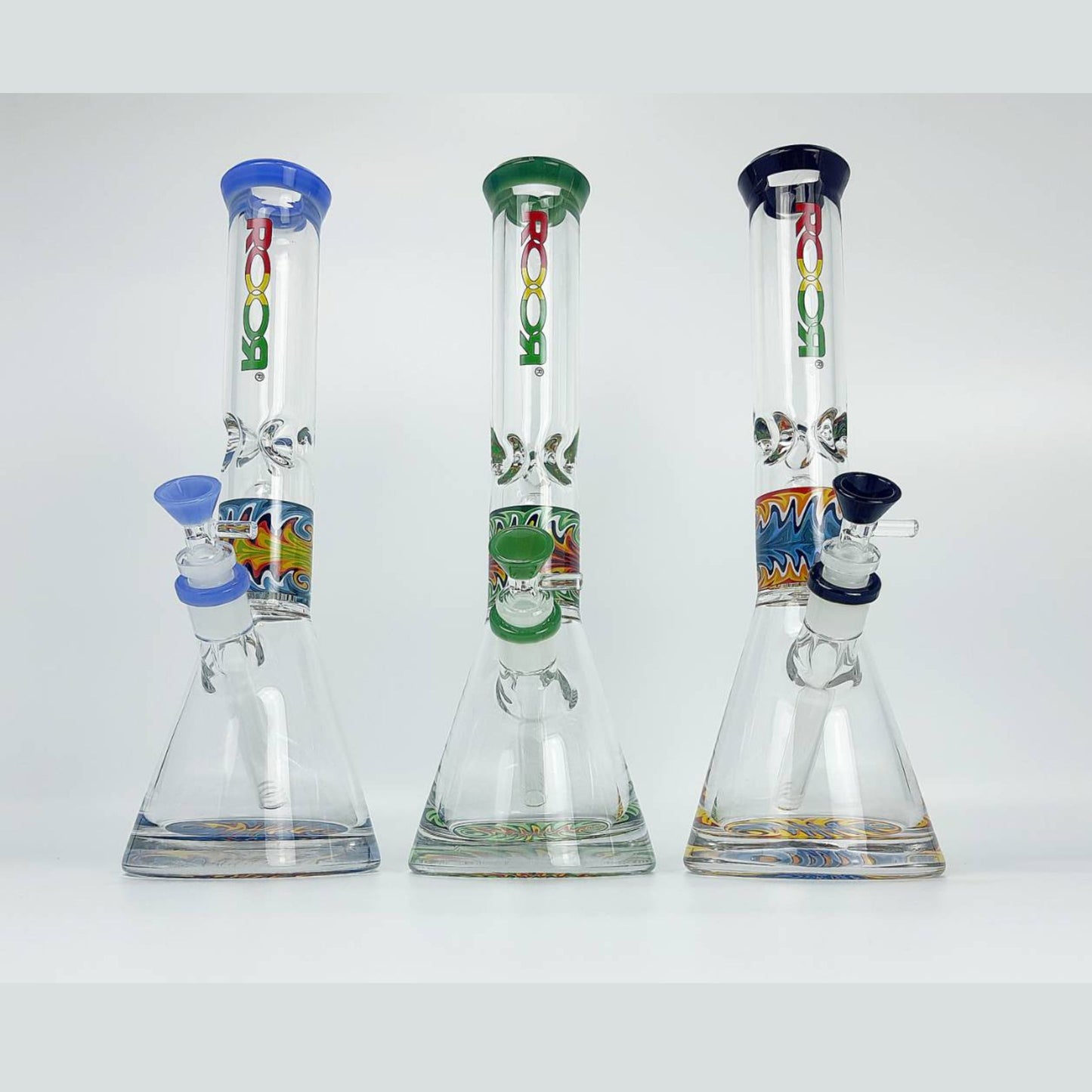 Glass Bong | ROOR BEAKER WIG WAG WITH DOME PERC 9 MM 13.5 INCH