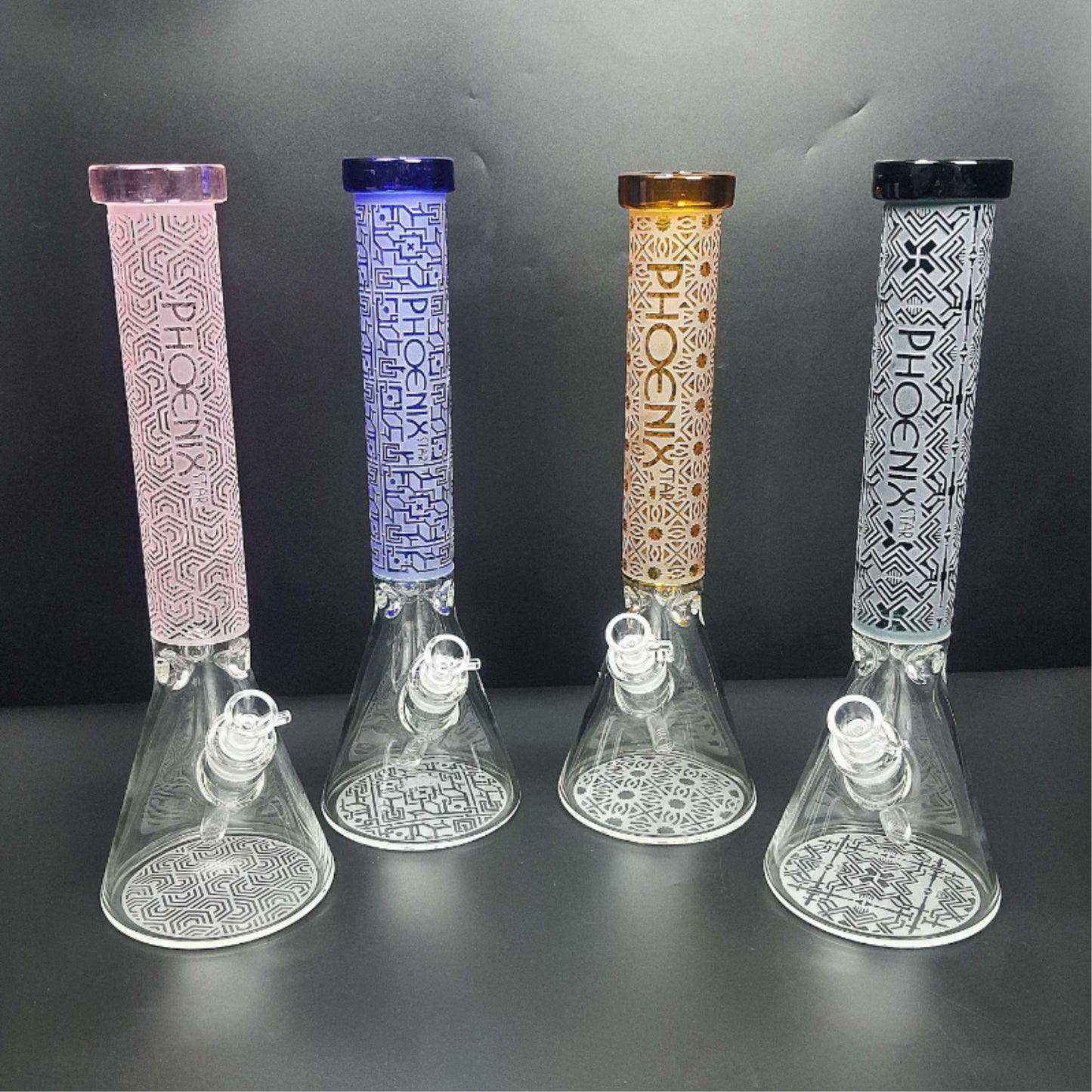 Glass Bong | PHOENIX BEAKER 7 MM THICK SANDBLASTED PROTECTED 16 INCH