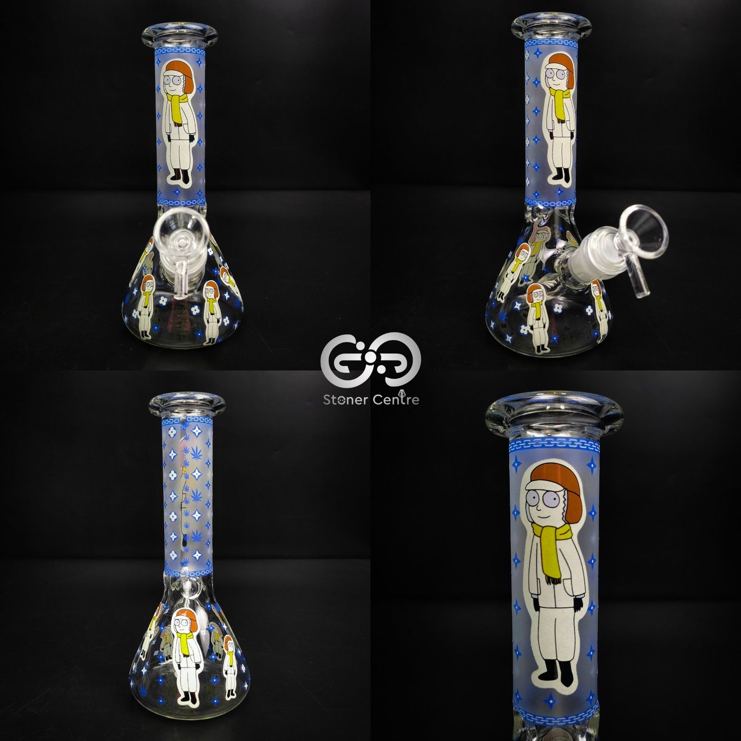 GLASS BONG | RICK AND MORTY GLASS BONG GLOW IN THE DARK 8 INCH