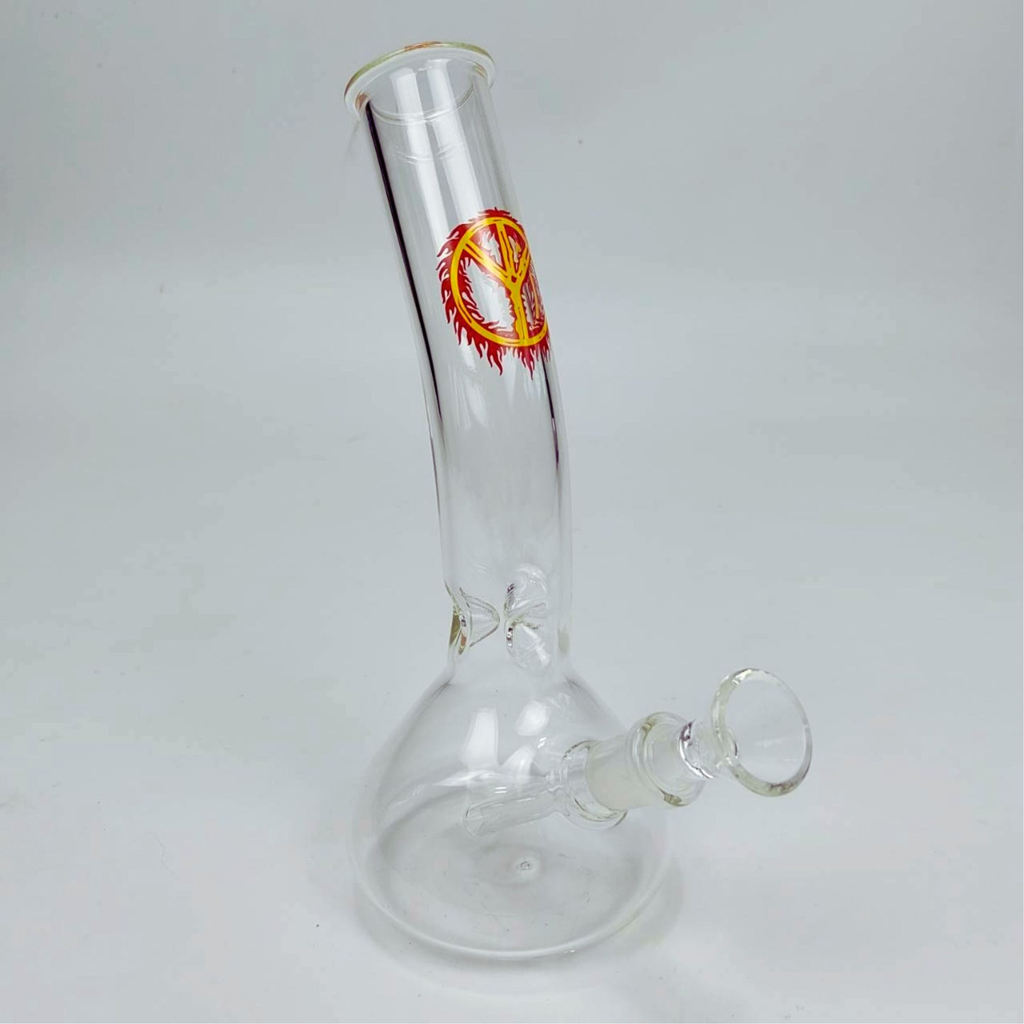 GLASS BONG | PEACE BENDED NECK BEAKER GLASS BONG 8.5 INCH 4MM THICKNESS