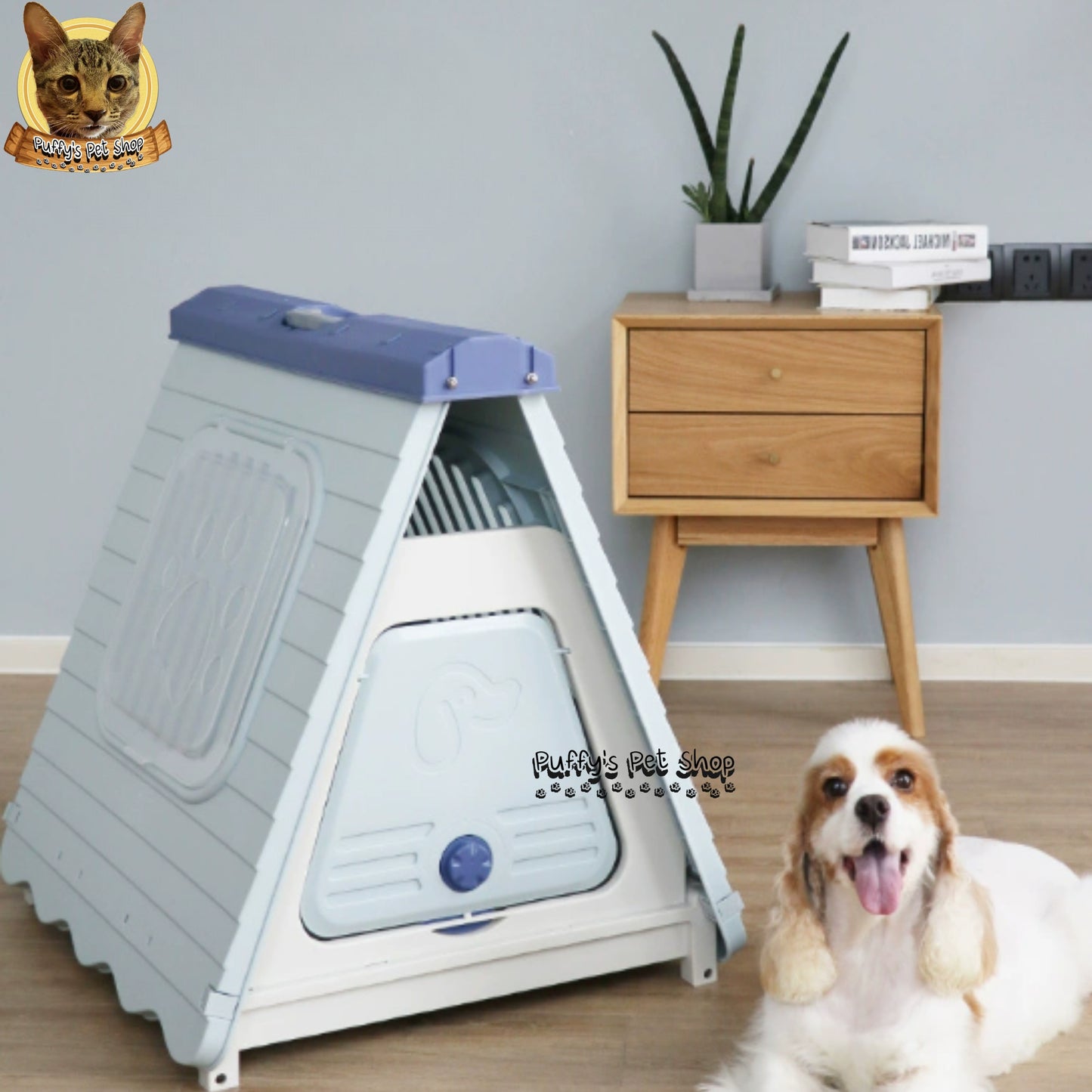 Puffy's Pet Shop | Vintage-Style Dog Tent Bed   15 kg เต็นท์ที่นอนสุนัขสไตล์วินเทจ สำหรับสุนัขน้ำหนักน้อยกว่า 15 กก. ขนาด: 58 x 71 x 68 ซม.