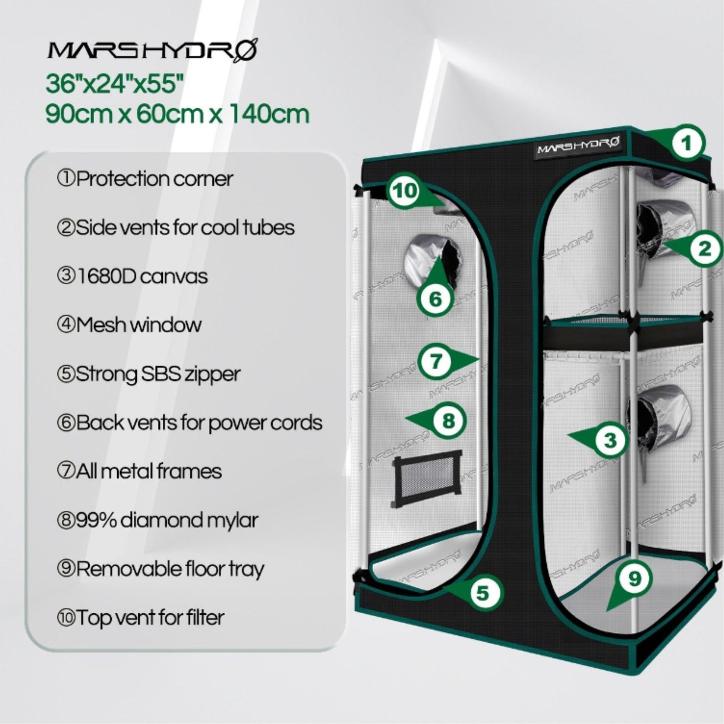 GROWING TOOLS | MASR HYDRO 2 IN 1 GROW TENT 90x60x140 CM