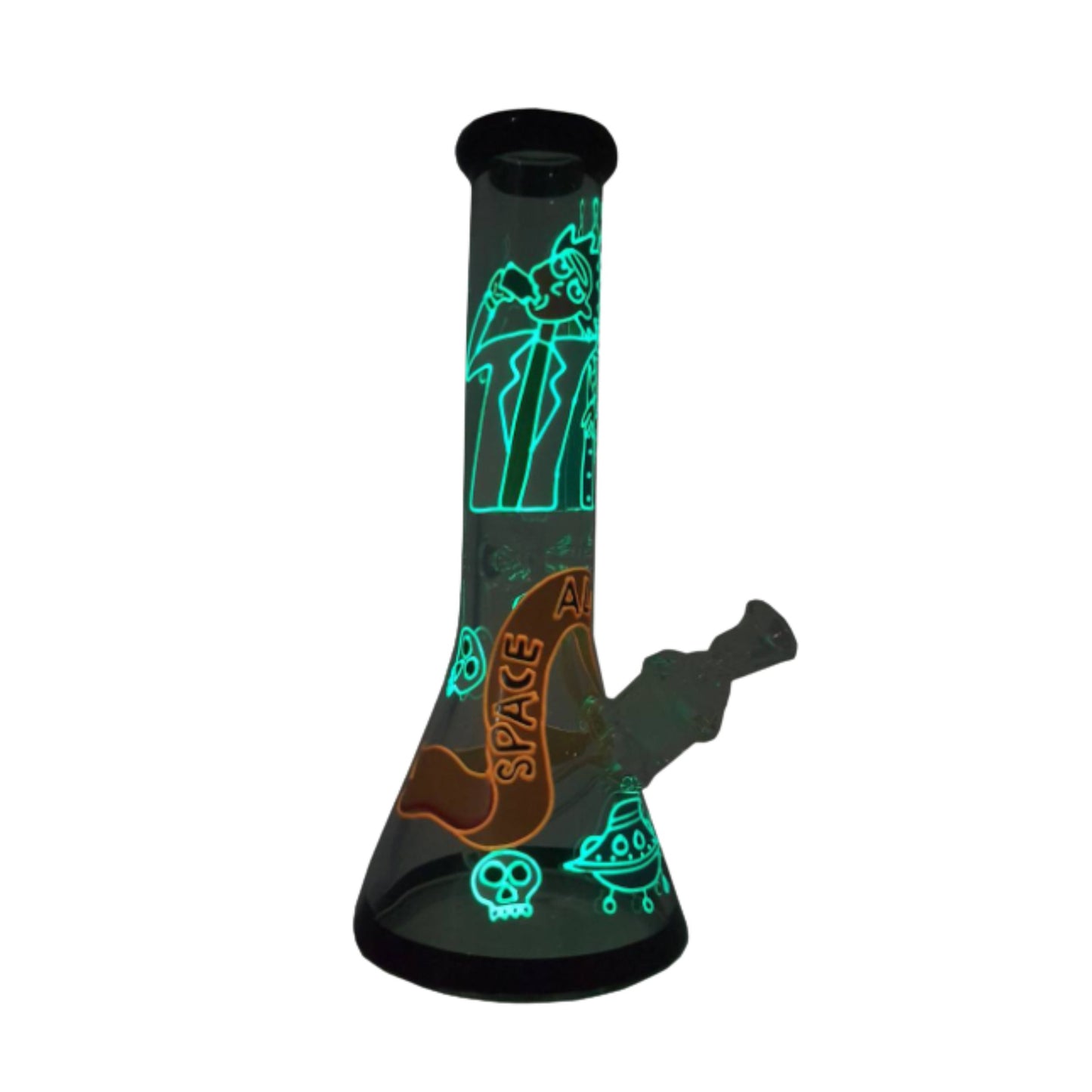 Glass Bong | GLOW IN THE DARK RICK AND MORTY SPACE ACHOLIC 12.5 INCH