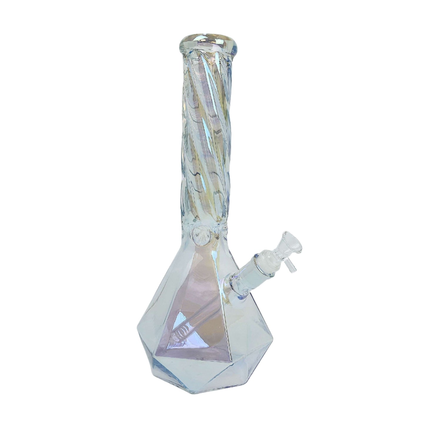 Glass Bong | HOLOGRAPHIC TWISTY DIAMOND BONG 14 INCH