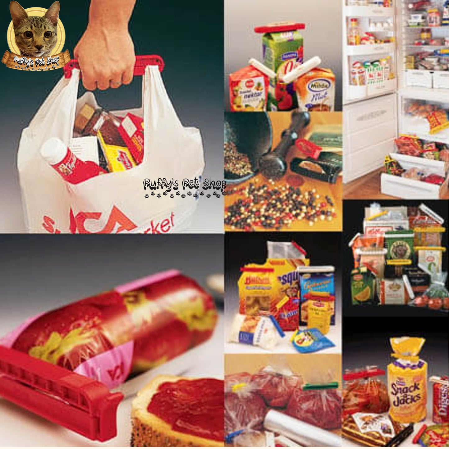 Puffy's Pet Shop | Pet food bag lock clip คลิปล็อคปากถุงอาหารสัตว์เลี้ยง ขนาด 4  × 26.4 ซม